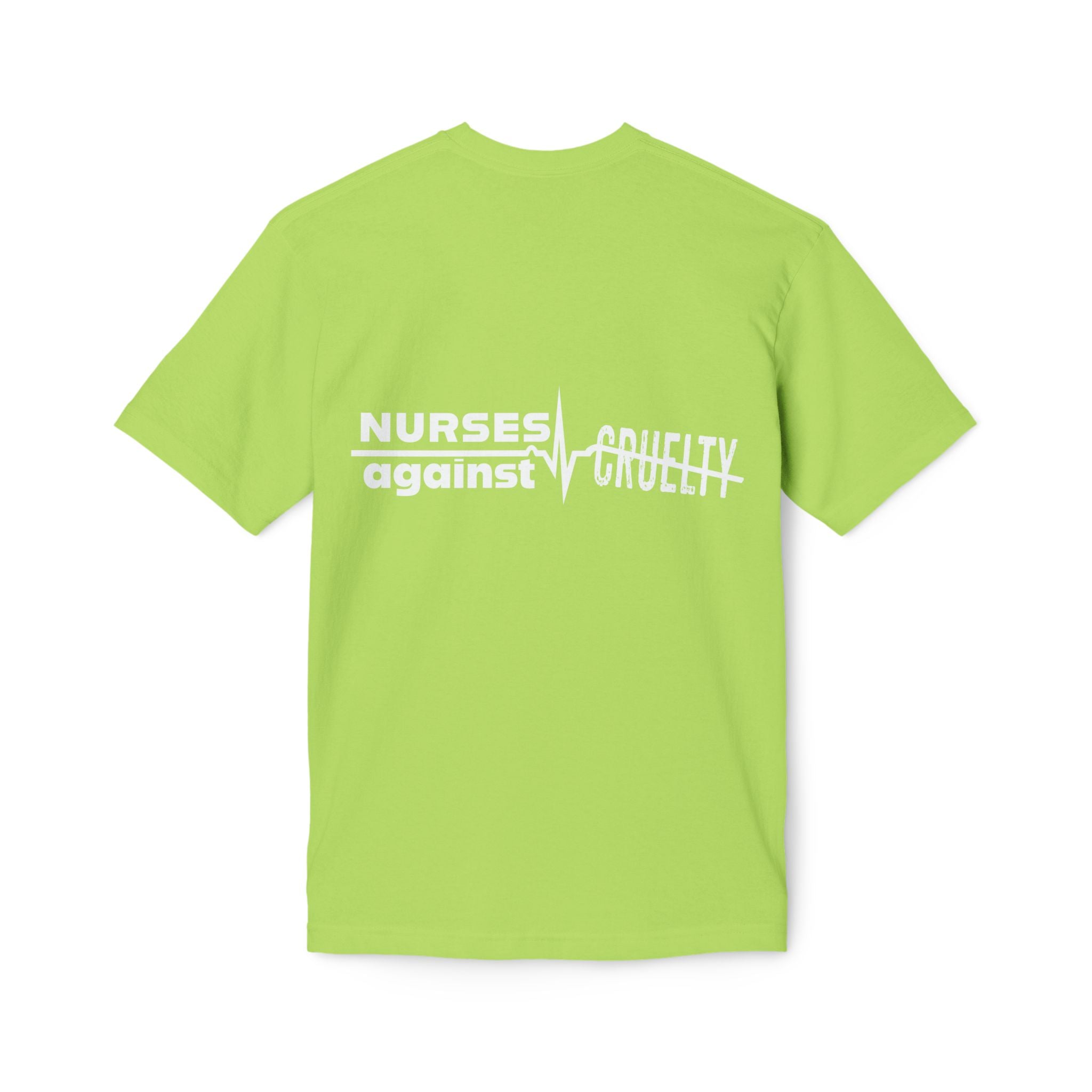Unisex Midweight T-shirt, Nurses Against Fascism (front) - Nurses Against Cruelty (back) - 100% Polyster - NAF-T-BS5040