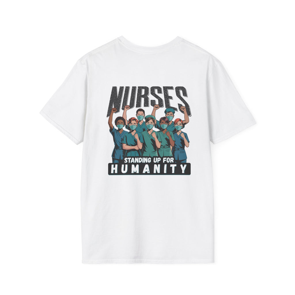 Unisex Lightweight fabric T-Shirt - Nurses For Healing The Nation (front) - Nurses Standing Up For Humanity (back) - 100% ring-spun cotton - NFH-T-G64000