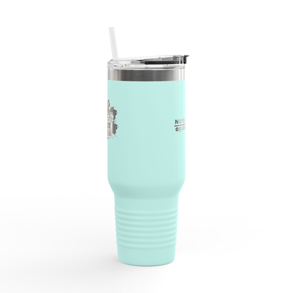 Travel Mug - Nurses Against Fascism (right) - Nurses Against Cruelty (left) - 100% stainless steel (body) - NAF-TM-40oz