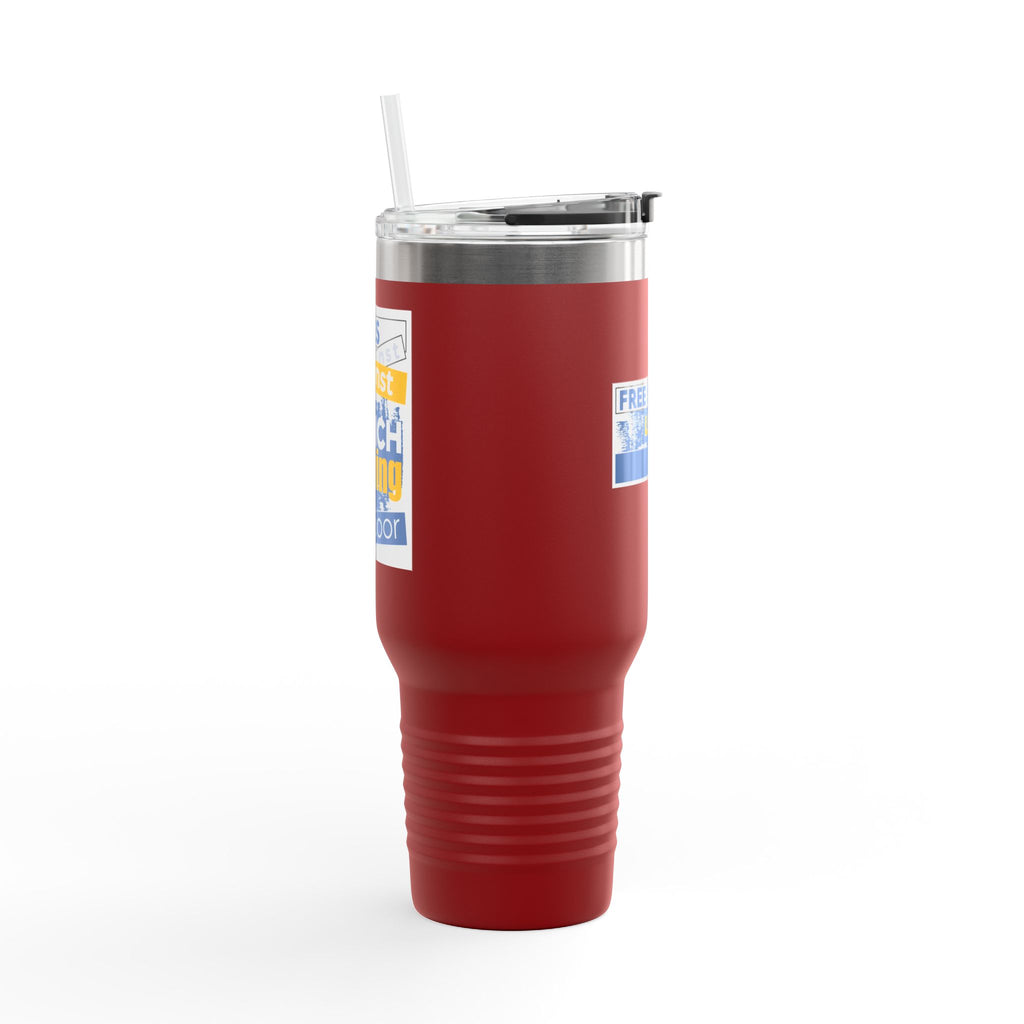 Travel Mug - Free School Lunches For All (front) - Nurses Against The Rich Starving The Poor (back) - 100% stainless steel (body) - NAH-TM-40oz