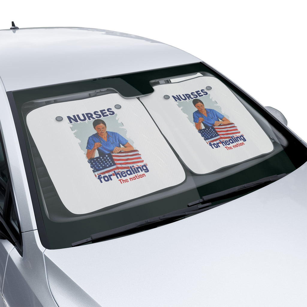 Unisex Car Sun Shade - Nurses For Healing The Nation (front) -  100% Polyester & 100% Aluminized film cushion - NFH-CA-02