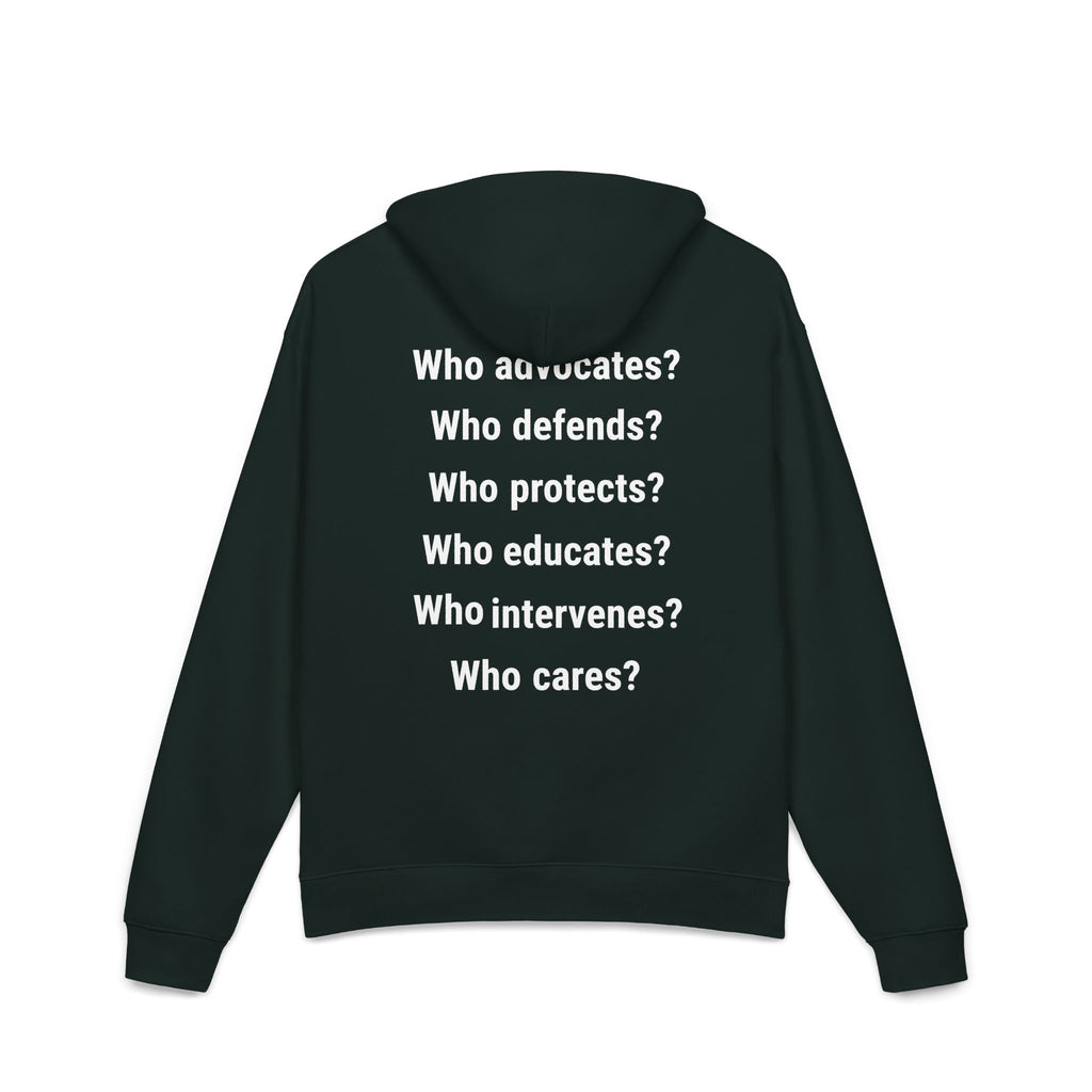 Unisex Mid-weight Hoodie - Save Lives Be A Nurse (front) - Who Advocates? Who Defend? (back) - 80% cotton, 20% Polyester - SLA-H-AC5101