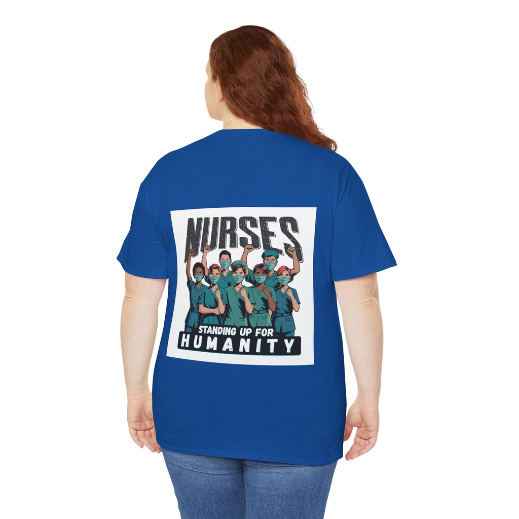 Unisex Medium fabric Cotton Tee - Nurses For Healing The Nation (front) - Nurses Standing Up For Humanity (back) - 100% cotton - NFH-T-G5000
