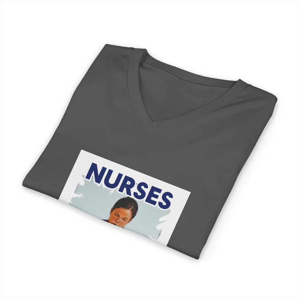 Unisex Lightweight fabric Jersey Short Sleeve V-Neck Tee - Nurses For Healing The Nation (front) - Nurses Standing Up For Humanity (back) - 100% cotton fabric - NFH-V-BC3005