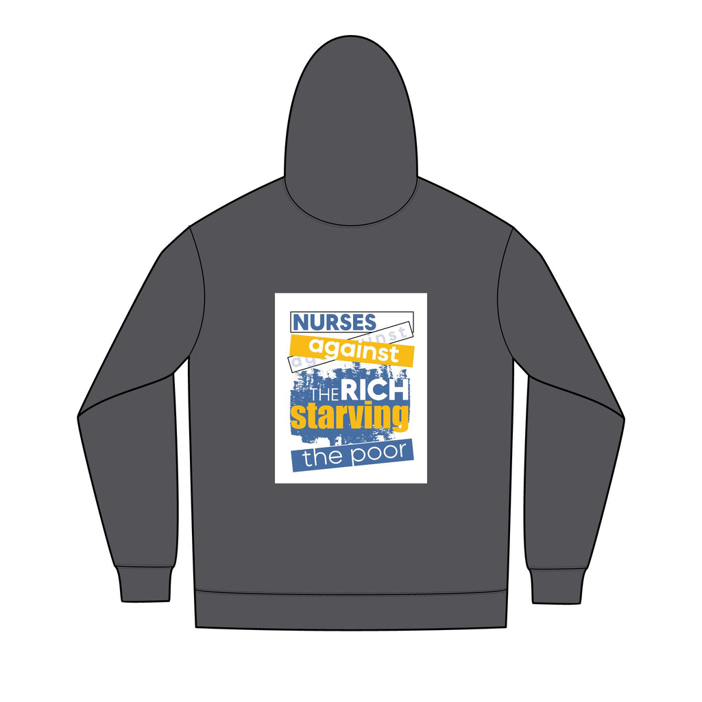 Men's Medium-heavy fabric Full-Zip Hoodie - Free School Lunches For All (front) - Nurses Against The Rich Starving The Poor (back) - 60% recycled cotton, 40% recycled polyester - NAH-Z-DT8102