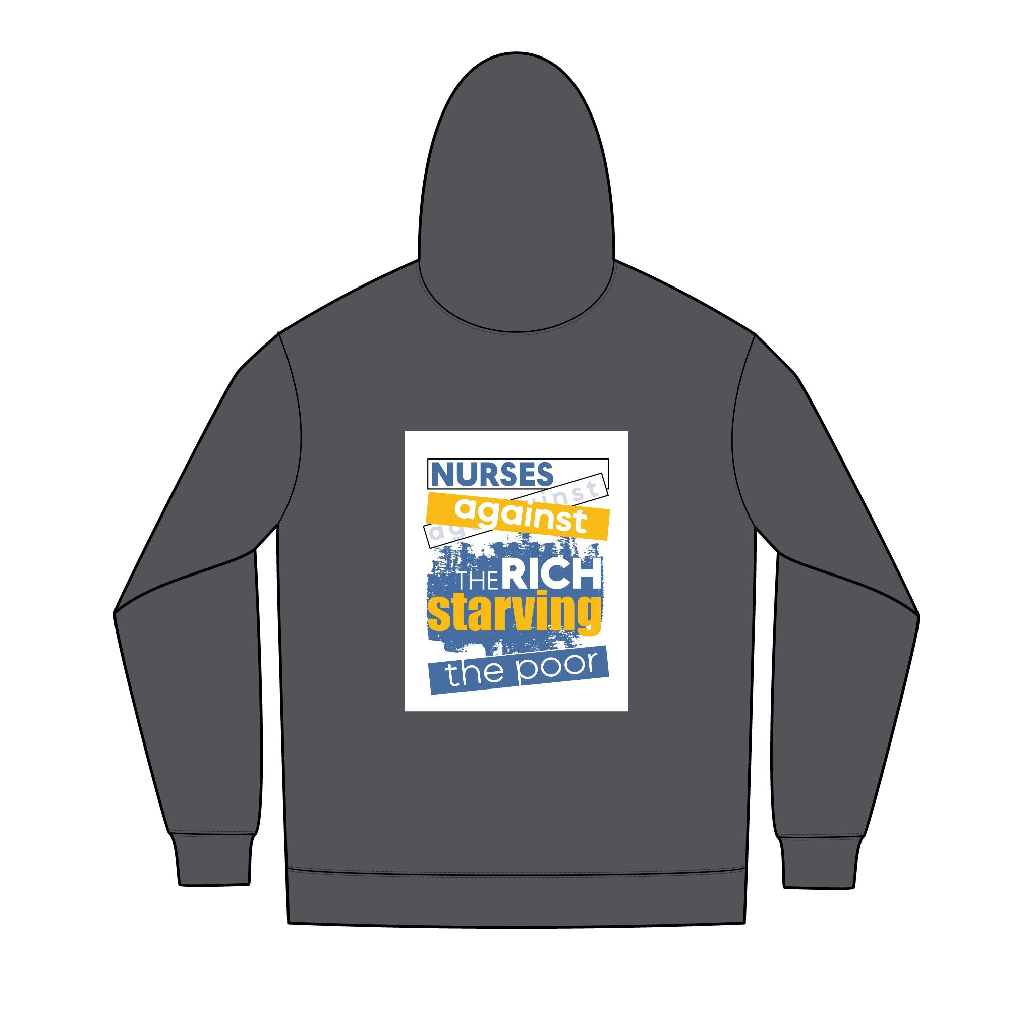 Men's Medium-heavy fabric Full-Zip Hoodie - Free School Lunches For All (front) - Nurses Against The Rich Starving The Poor (back) - 60% recycled cotton, 40% recycled polyester - NAH-Z-DT8102
