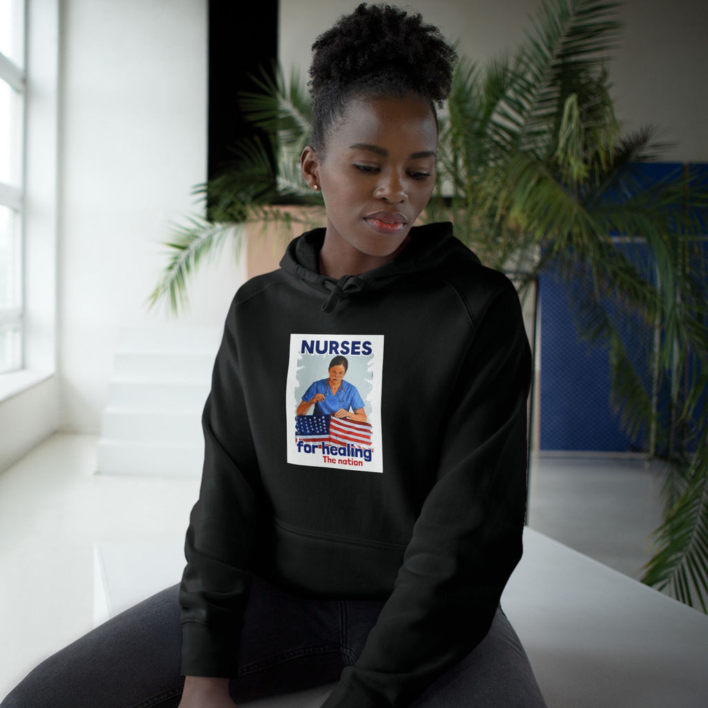 Unisex Mid-weight Hoodie - Nurses For Healing The Nation (front) - Nurses Standing Up For Humanity (back) - 80% cotton, 20% Polyester - NFH-H-AC5101