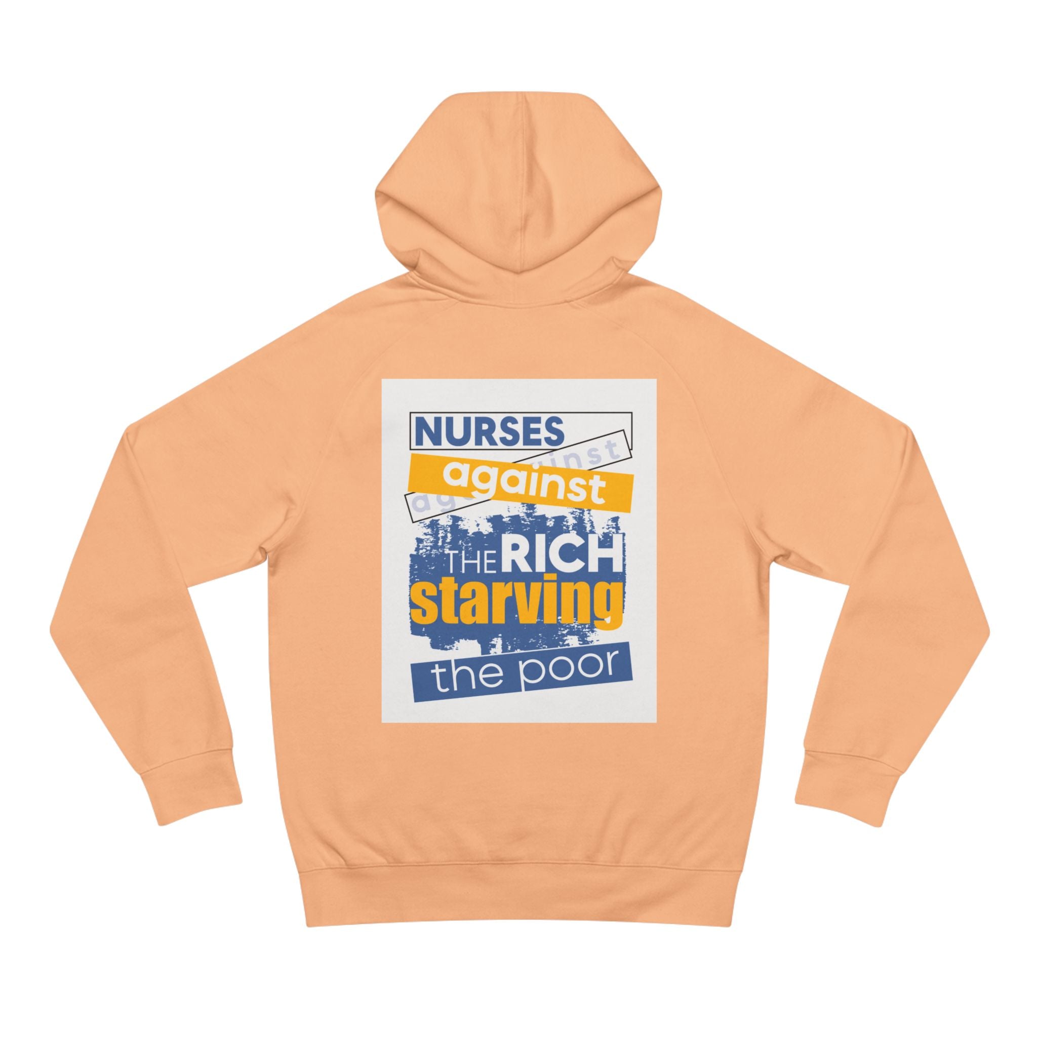 Unisex Mid-weight Hoodie - Free School Lunches For All (front) - Nurses Against The Rich Starving The Poor (back) - 80% cotton, 20% Polyester - NAH-H-AC5101