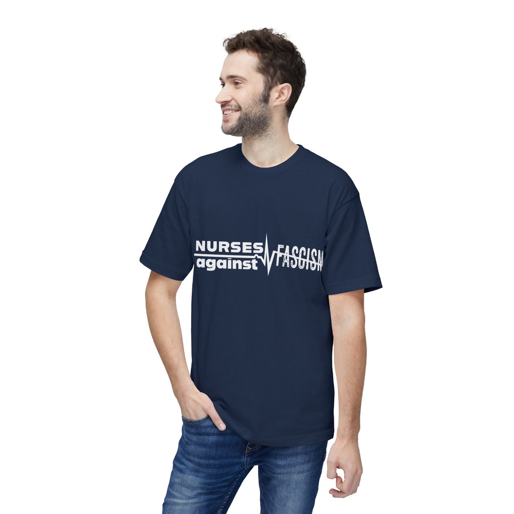 Unisex Midweight T-shirt, Nurses Against Fascism (front) - Nurses Against Cruelty (back) - 100% Polyster - NAF-T-BS5040