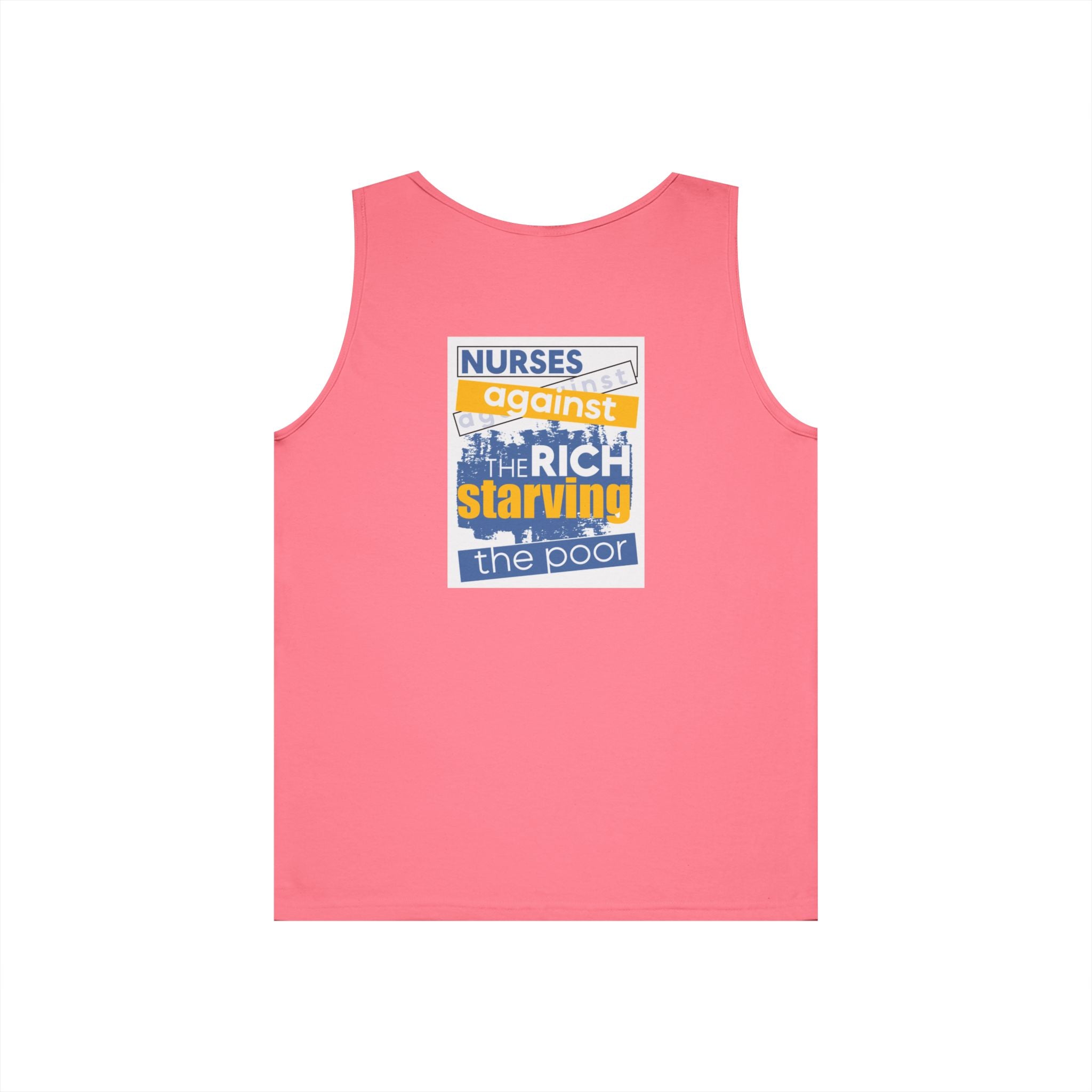Unisex Medium fabric Cotton Tank Top - Free School Lunches For All (front) - Nurses Against The Rich Starving The Poor (back) - 100% cotton - NAH-K-G5200