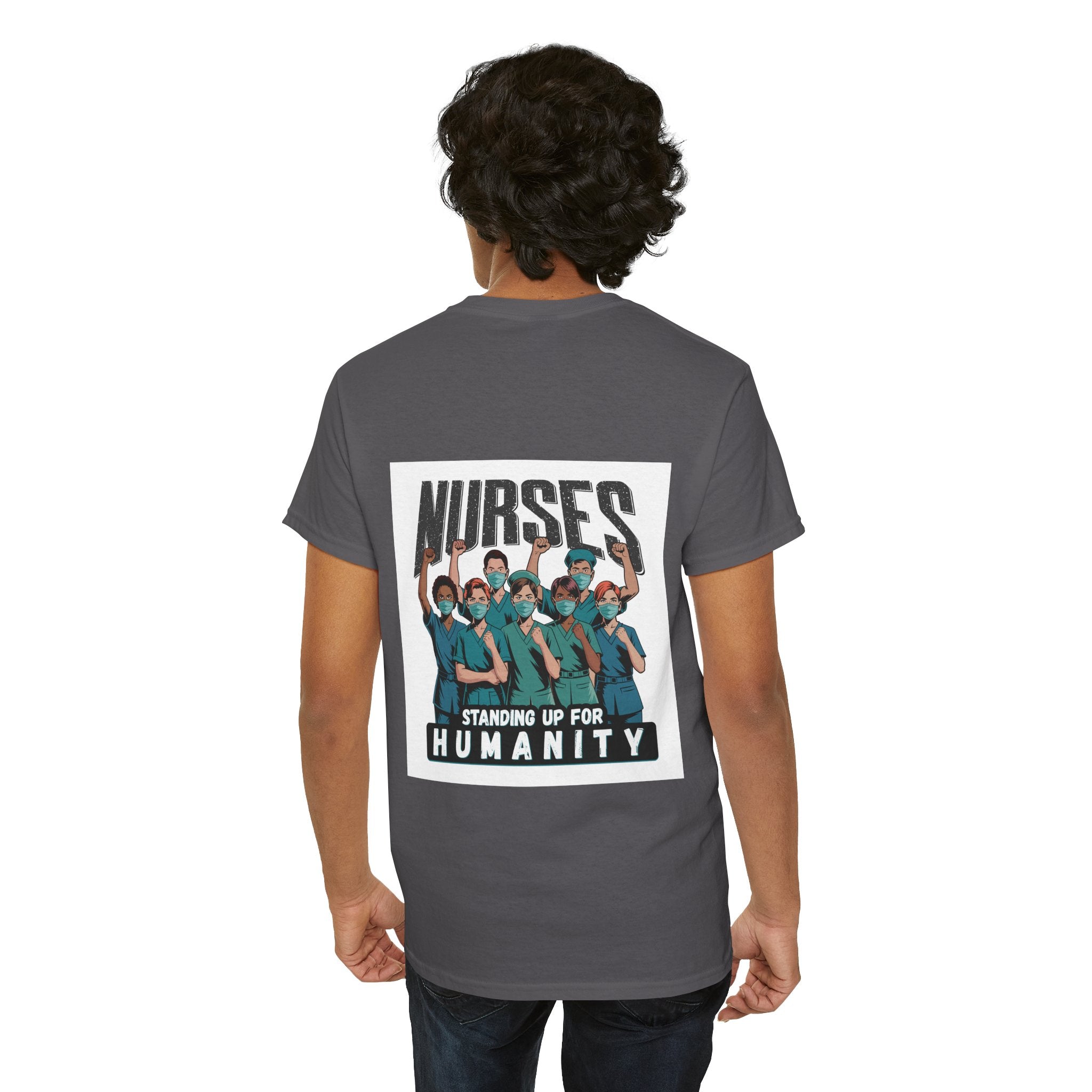 Unisex Medium fabric Cotton Tee - Nurses For Healing The Nation (front) - Nurses Standing Up For Humanity (back) - 100% cotton - NFH-T-G5000