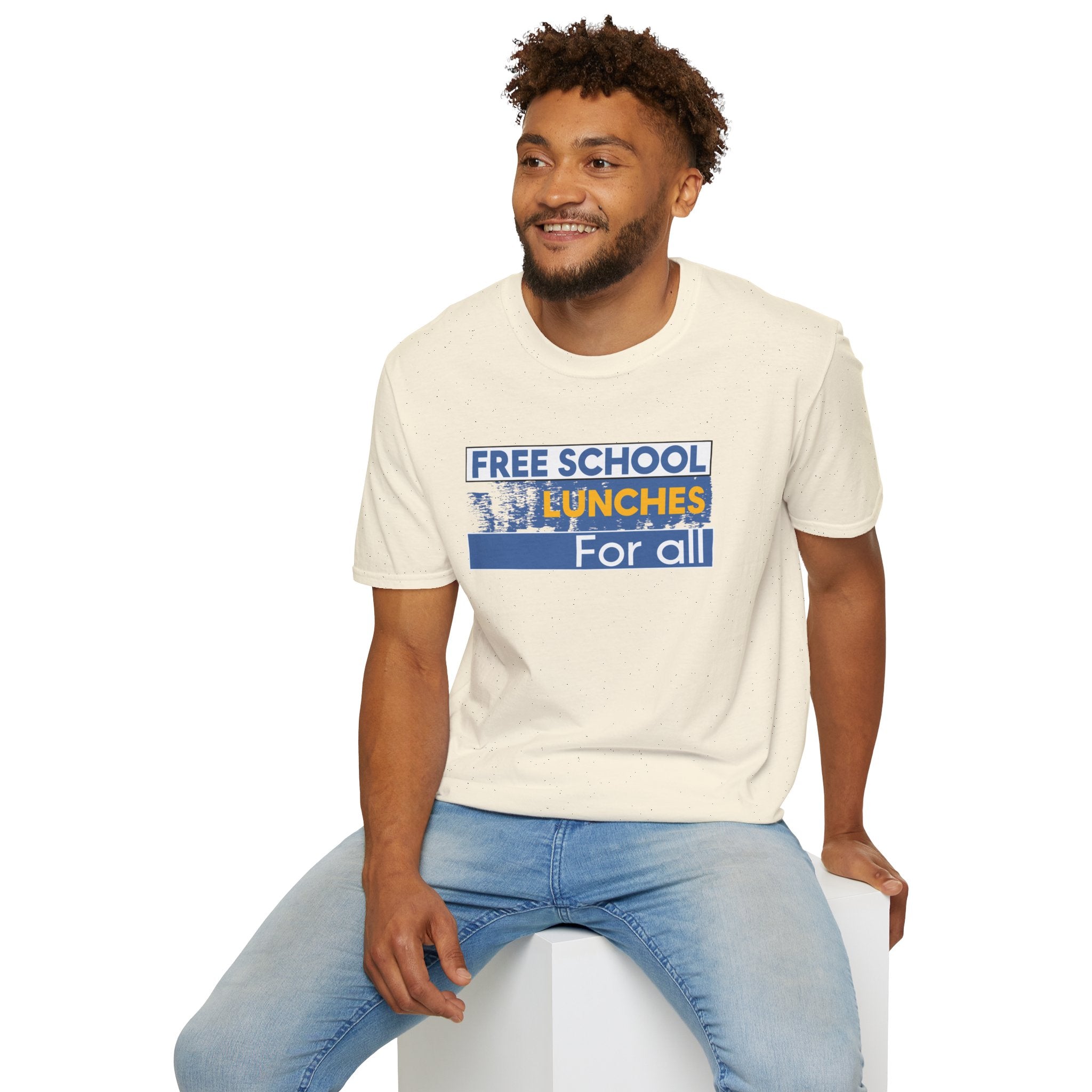 Unisex Lightweight fabric T-Shirt - Free School Lunches For All (front) - Nurses Against The Rich Starving The Poor (back) - 100% ring-spun cotton - NAH-T-G64000
