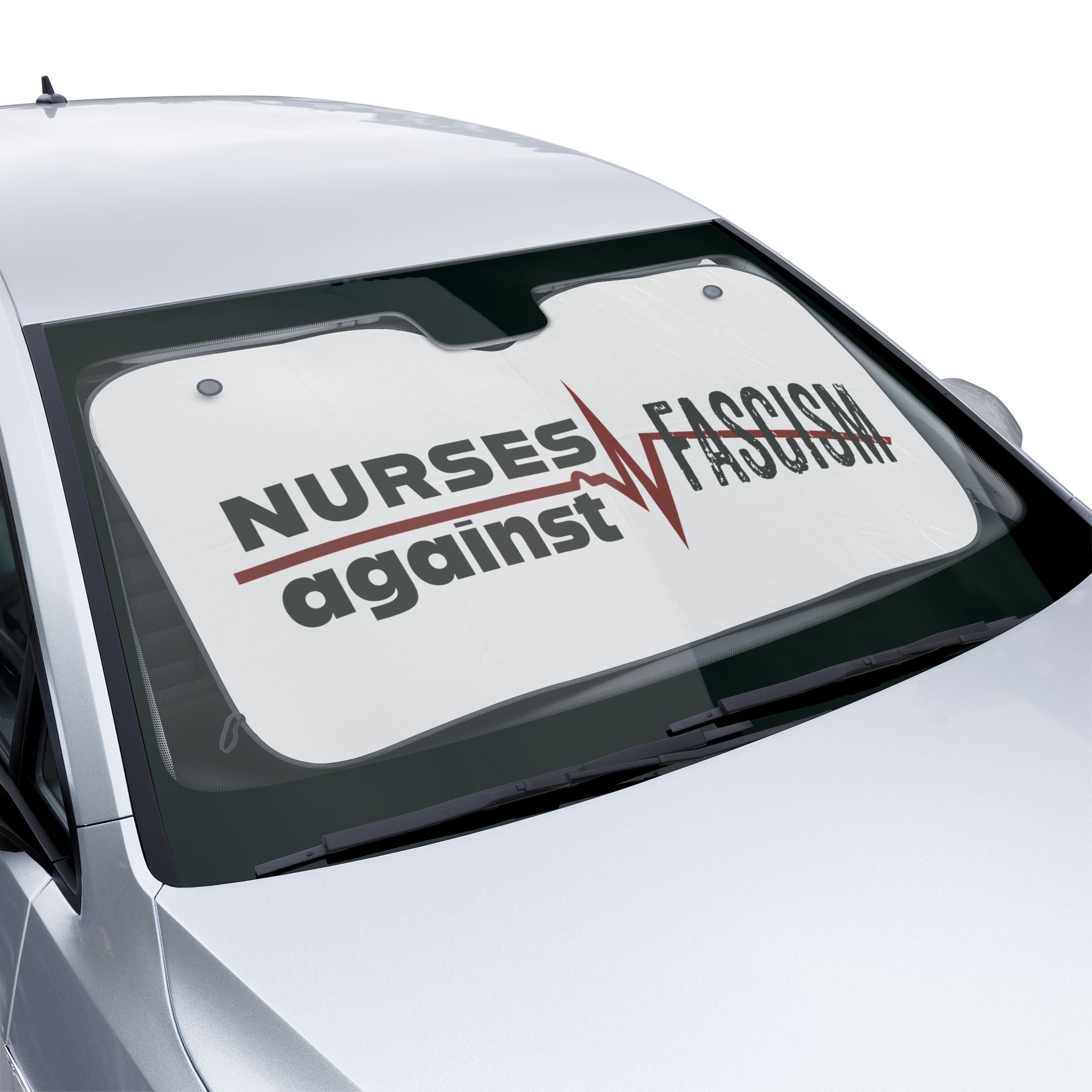 Unisex Car Sun Shades - Nurses Against Fascism (front) - 100% Polyester & 100% Aluminized film cushion - NAF-CA-02
