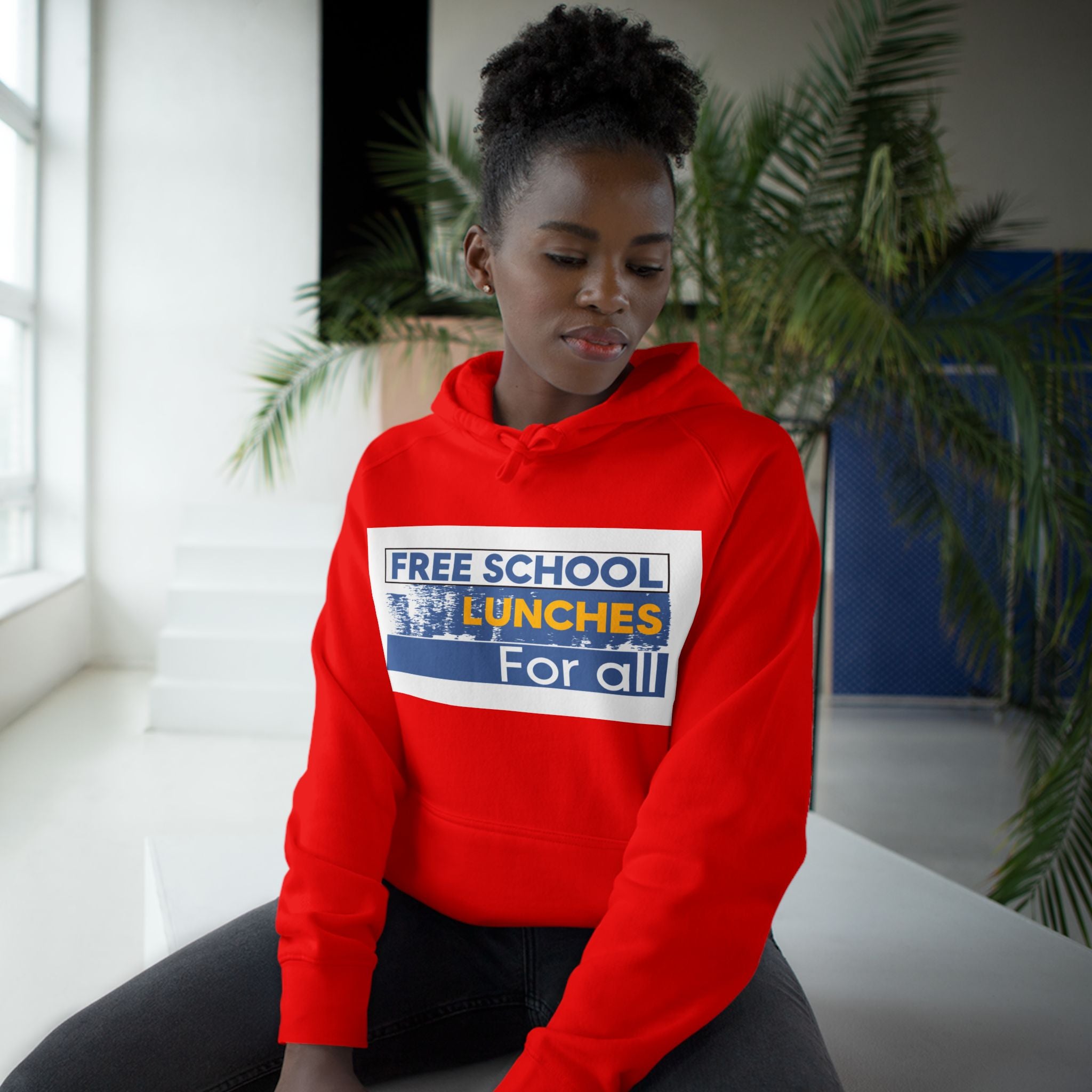 Unisex Mid-weight Hoodie - Free School Lunches For All (front) - Nurses Against The Rich Starving The Poor (back) - 80% cotton, 20% Polyester - NAH-H-AC5101