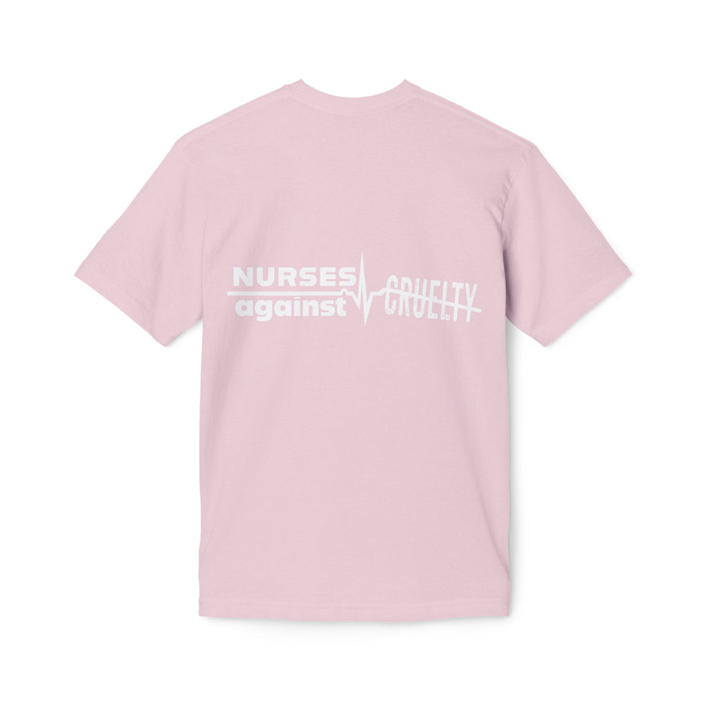 Unisex Midweight T-shirt, Nurses Against Fascism (front) - Nurses Against Cruelty (back) - 100% Polyster - NAF-T-BS5040
