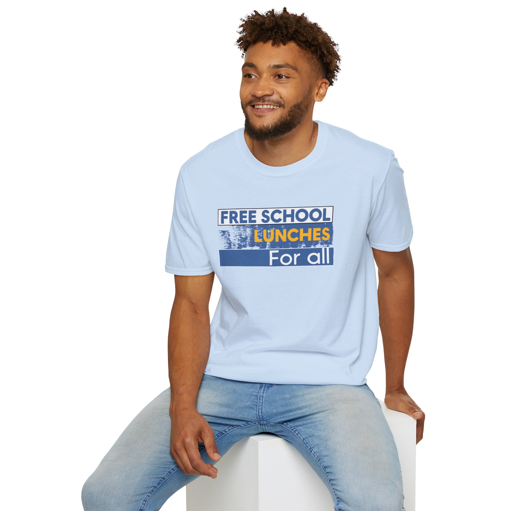 Unisex Lightweight fabric T-Shirt - Free School Lunches For All (front) - Nurses Against The Rich Starving The Poor (back) - 100% ring-spun cotton - NAH-T-G64000