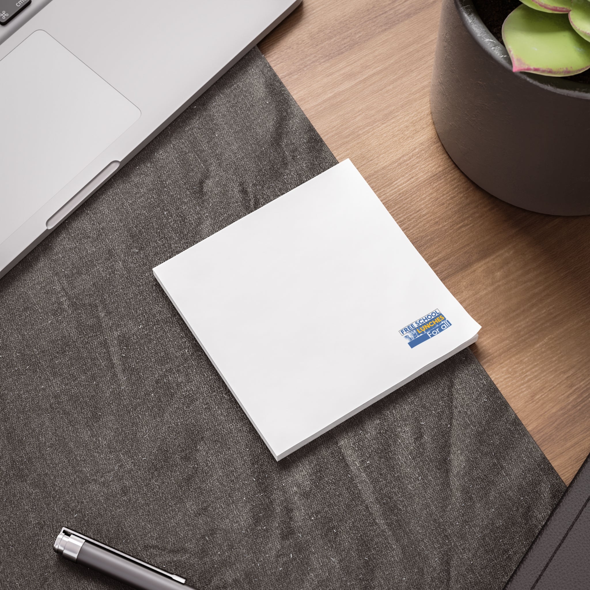 Post-it® Note Pads - Free School Lunches For All (front) - 75.2 gsm white uncoated paper - NAH-NP-3M