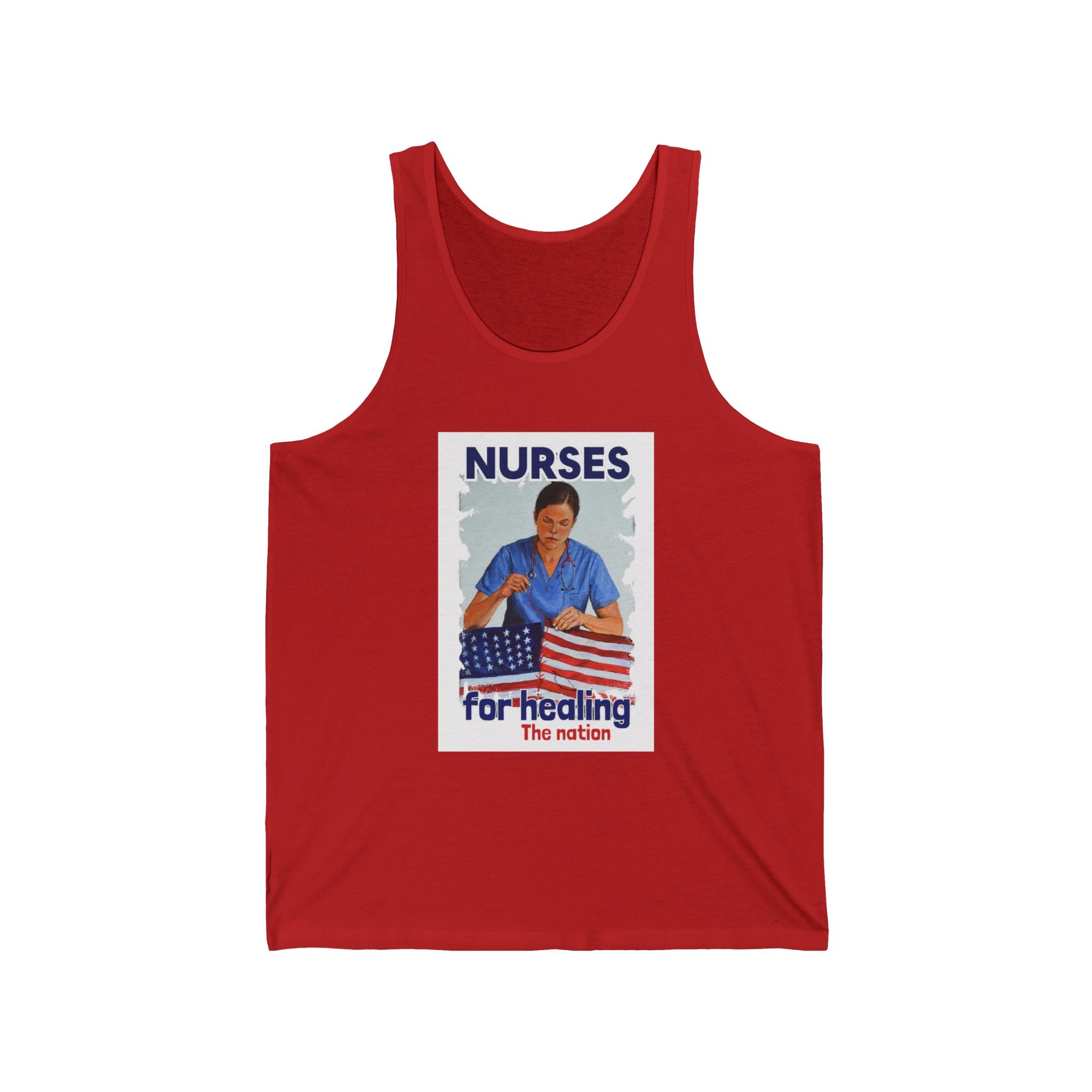 Unisex Light fabric Jersey Tank - Nurses For Healing The Nation (front) - Nurses Standing Up For Humanity (back) - 100% Airlume combed and ring-spun cotton - NFH-K-BC3480