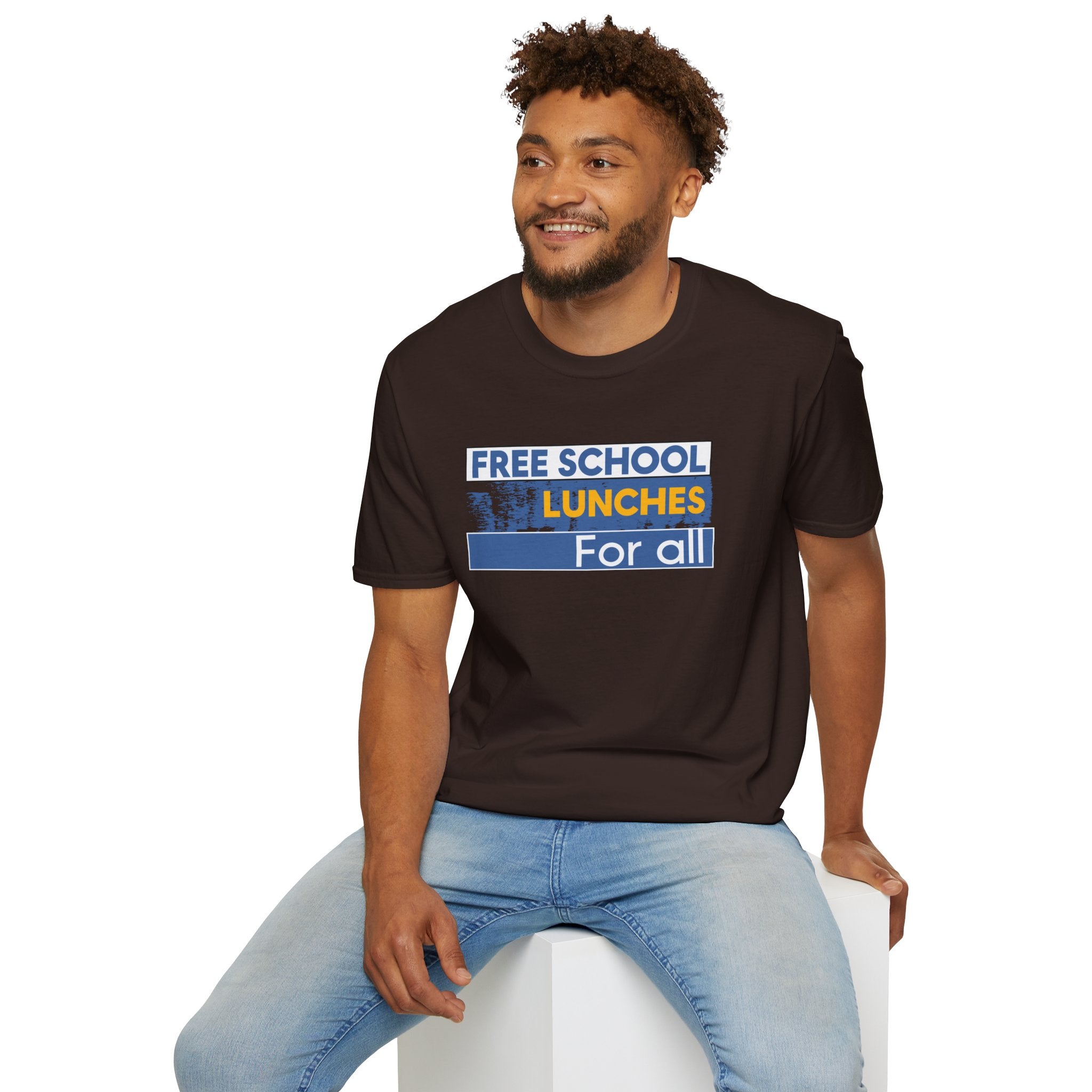 Unisex Lightweight fabric T-Shirt - Free School Lunches For All (front) - Nurses Against The Rich Starving The Poor (back) - 100% ring-spun cotton - NAH-T-G64000
