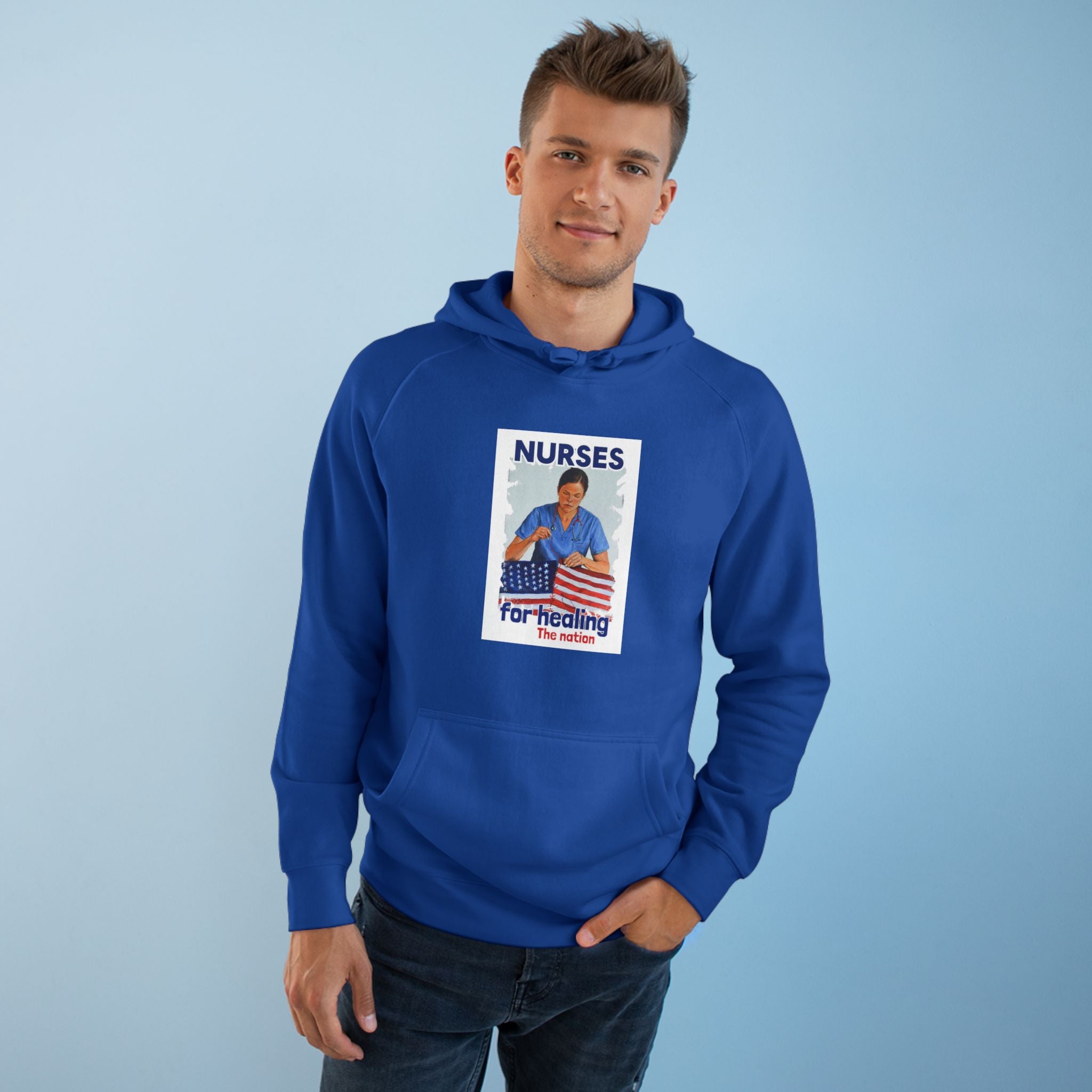 Unisex Mid-weight Hoodie - Nurses For Healing The Nation (front) - Nurses Standing Up For Humanity (back) - 80% cotton, 20% Polyester - NFH-H-AC5101