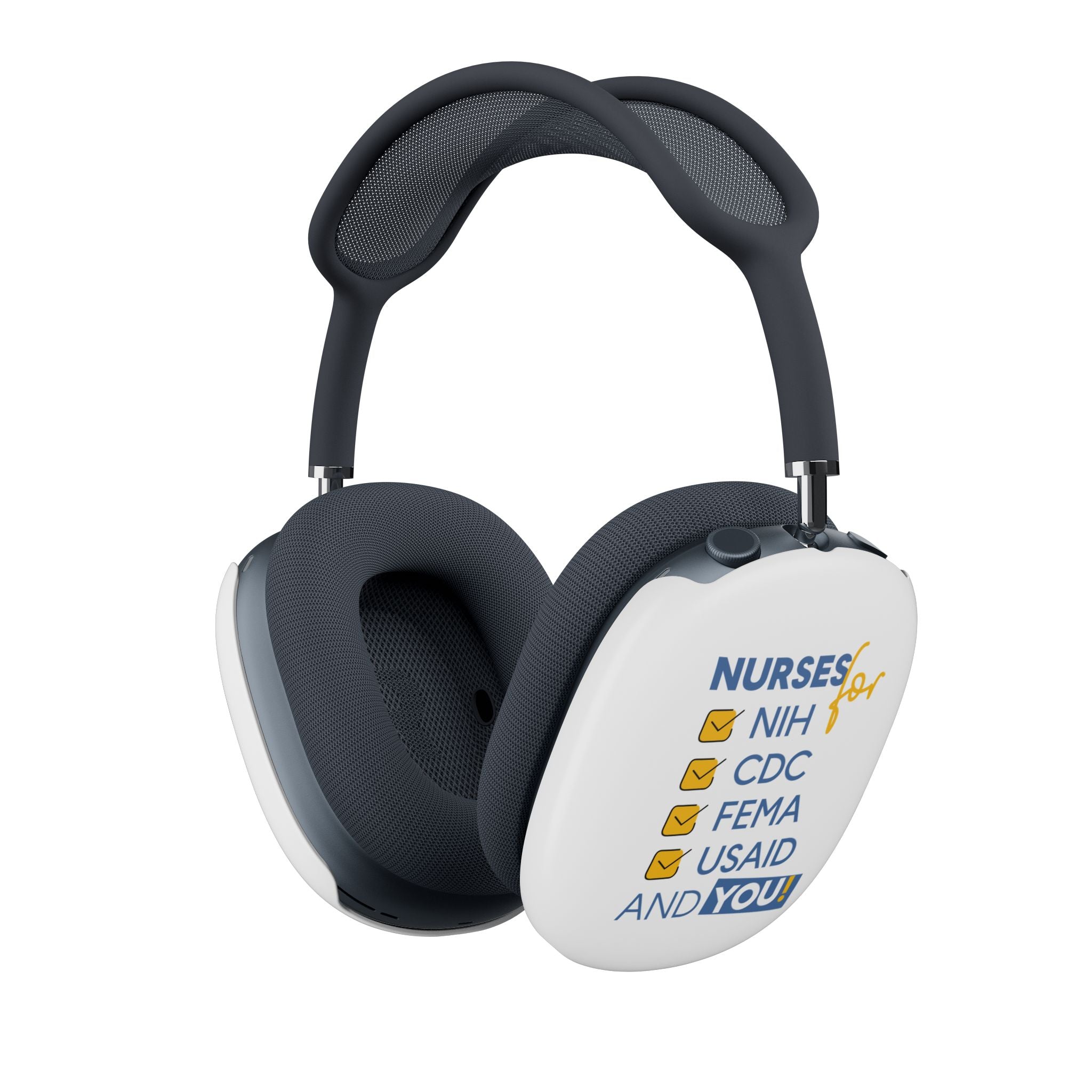Unisex AirPods Max Cases - Nurses Condemning Closure of USAID (right) - Nurses For NIH CDC FEMA USAID And YOU (left) - 100% polycarbonate - NFG-AP-01