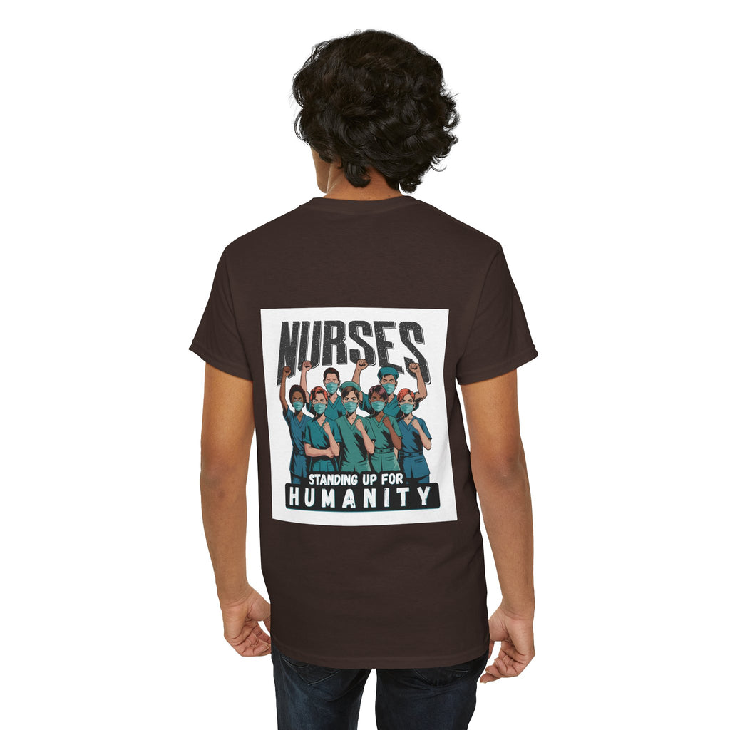 Unisex Medium fabric Cotton Tee - Nurses For Healing The Nation (front) - Nurses Standing Up For Humanity (back) - 100% cotton - NFH-T-G5000