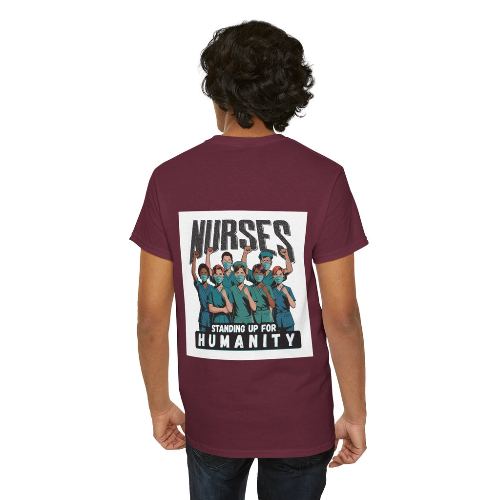 Unisex Medium fabric Cotton Tee - Nurses For Healing The Nation (front) - Nurses Standing Up For Humanity (back) - 100% cotton - NFH-T-G5000