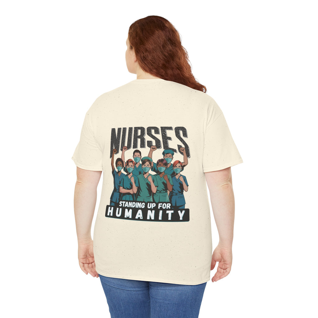 Unisex Medium fabric Cotton Tee - Nurses For Healing The Nation (front) - Nurses Standing Up For Humanity (back) - 100% cotton - NFH-T-G5000