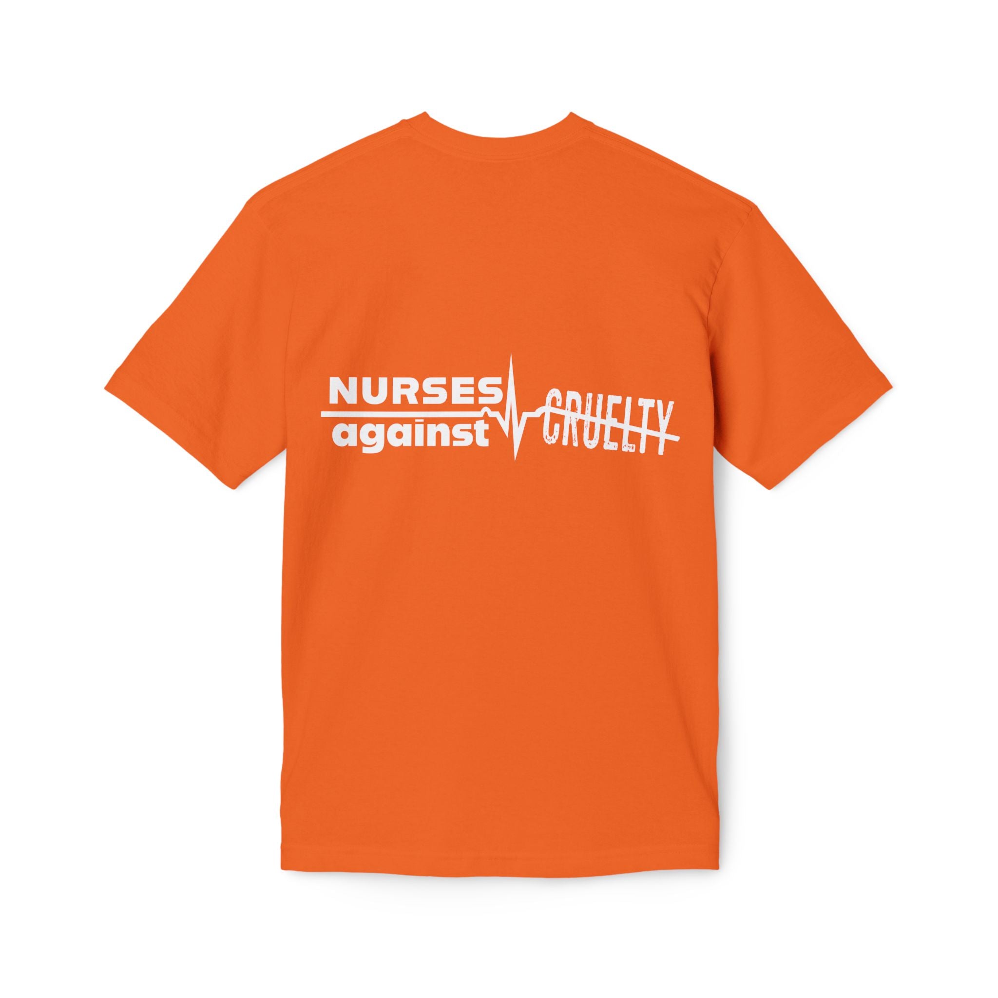 Unisex Midweight T-shirt, Nurses Against Fascism (front) - Nurses Against Cruelty (back) - 100% Polyster - NAF-T-BS5040