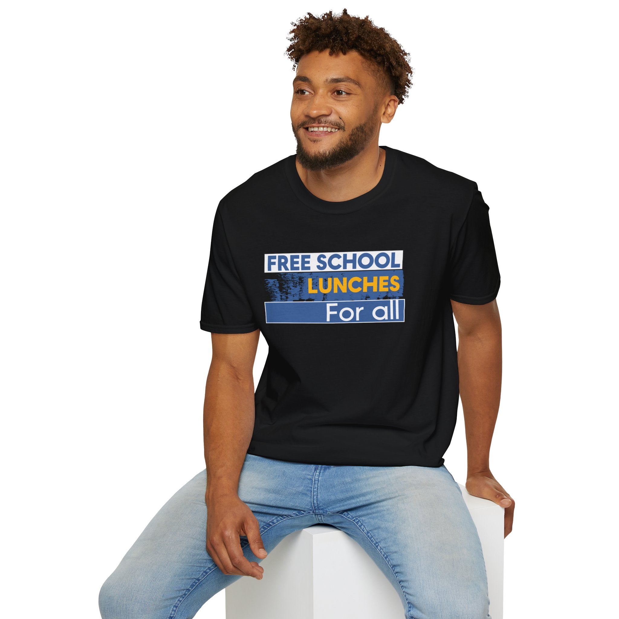Unisex Lightweight fabric T-Shirt - Free School Lunches For All (front) - Nurses Against The Rich Starving The Poor (back) - 100% ring-spun cotton - NAH-T-G64000
