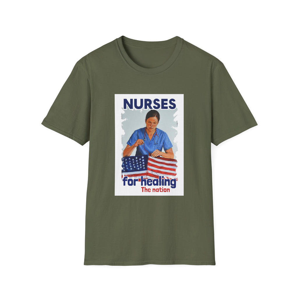 Unisex Lightweight fabric T-Shirt - Nurses For Healing The Nation (front) - Nurses Standing Up For Humanity (back) - 100% ring-spun cotton - NFH-T-G64000