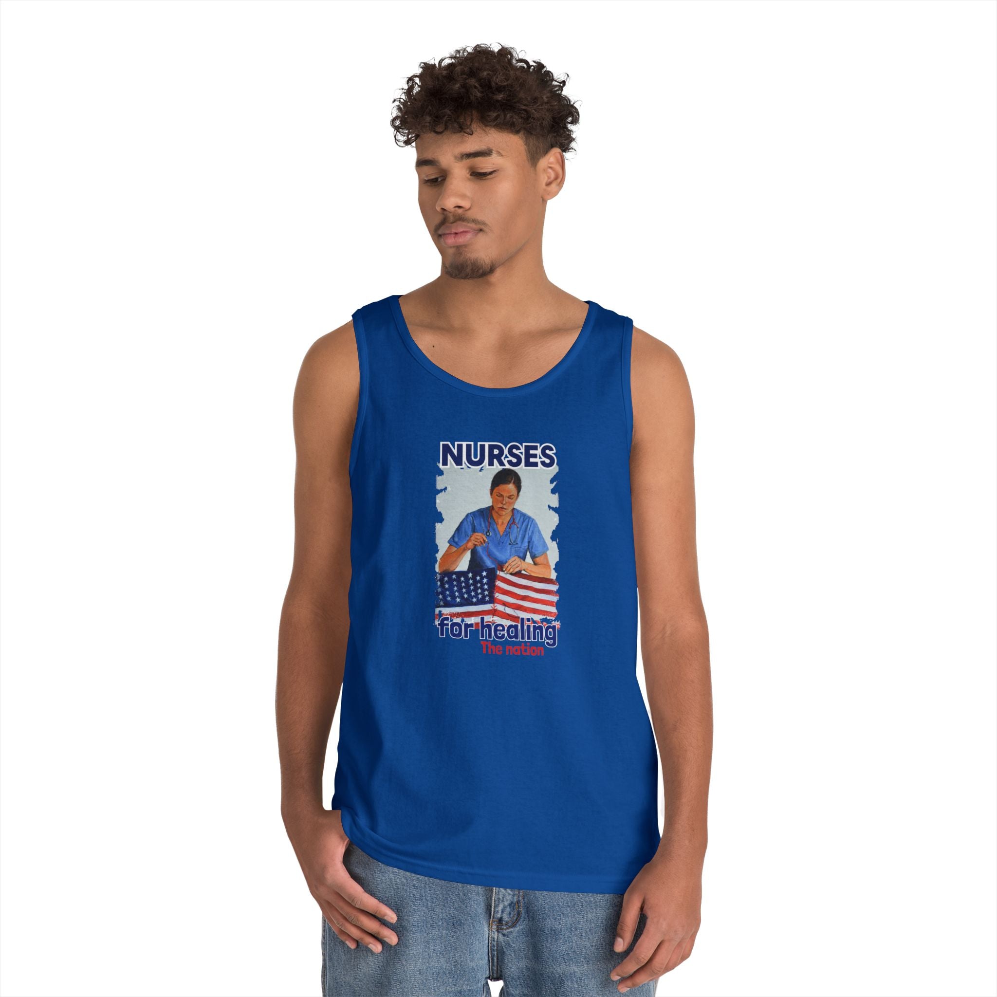 Unisex Medium fabric Cotton Tank Top - Nurses For Healing The Nation (front) - Nurses Standing Up For Humanity (back) - 100% cotton - NFH-K-G5200