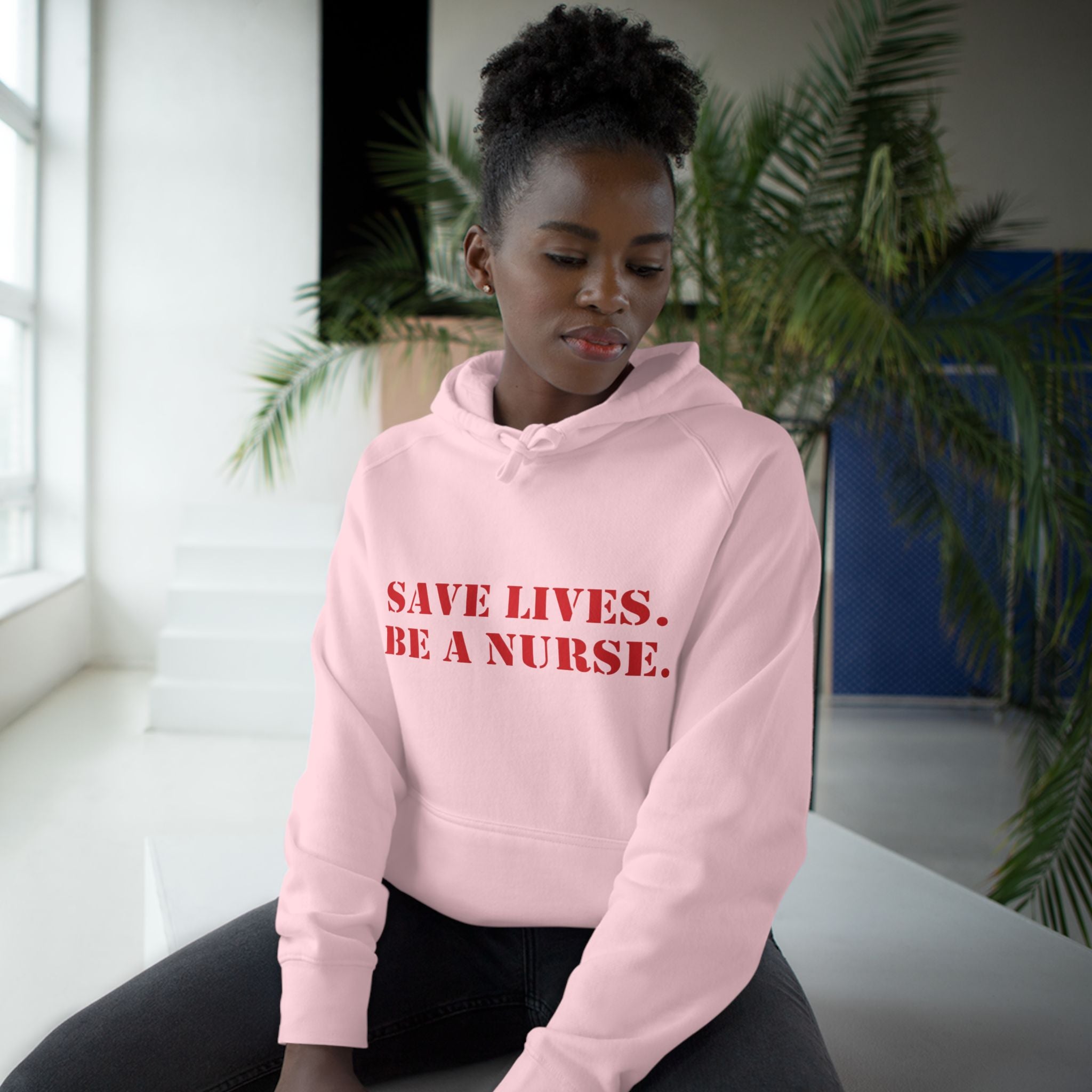 Unisex Mid-weight Hoodie - Save Lives Be A Nurse (front) - Who Advocates? Who Defend? (back) - 80% cotton, 20% Polyester - SLA-H-AC5101