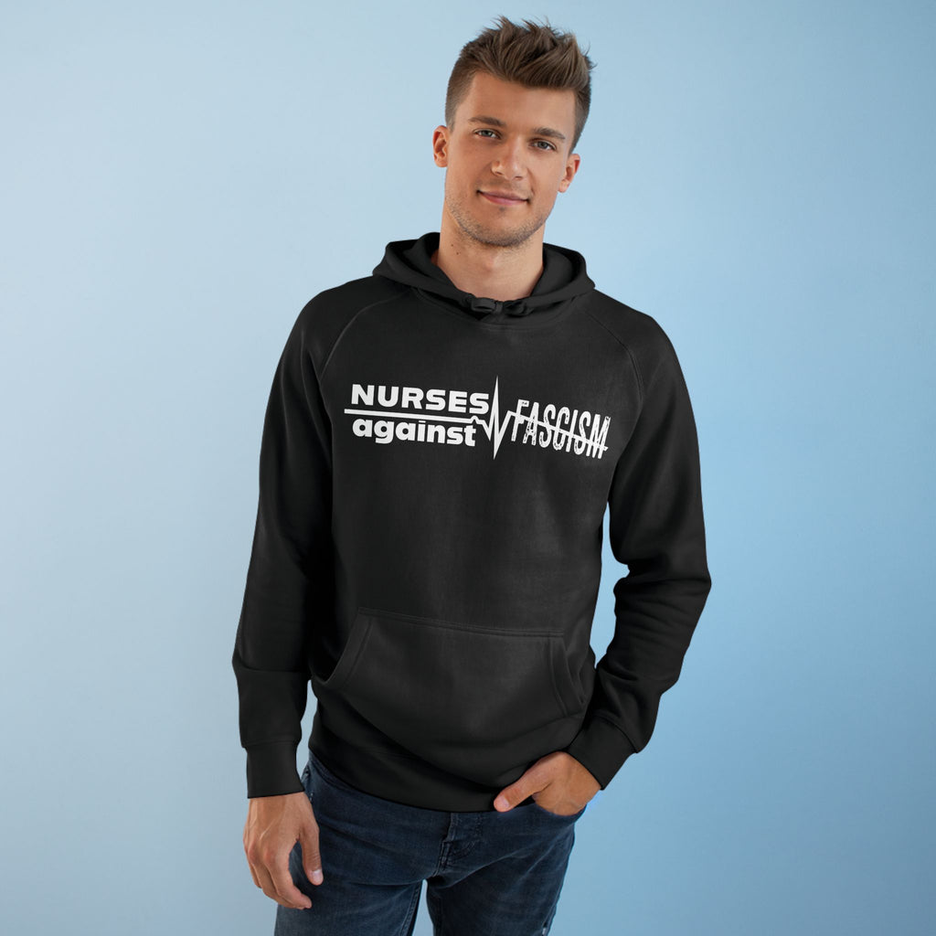 Unisex Mid-weight Hoodie - Nurses Against Fascism (front) - Nurses Against Cruelty (back) - 80% cotton, 20% polyester - NAF-H-AC5101