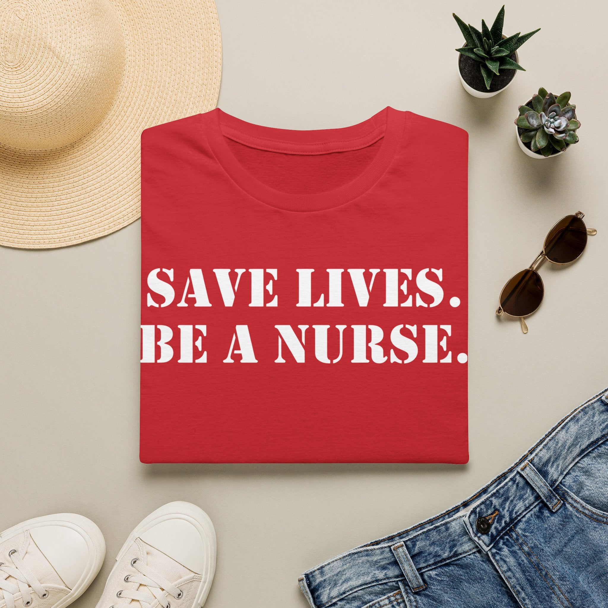 Unisex Lightweight fabric T-Shirt - Save Life Be a Nurse (front) - Who advocates? Who defends? Who protects? Who educates? Who intervenes? Who cares? (back) - 100% ring-spun cotton - SLBN-T-G64000