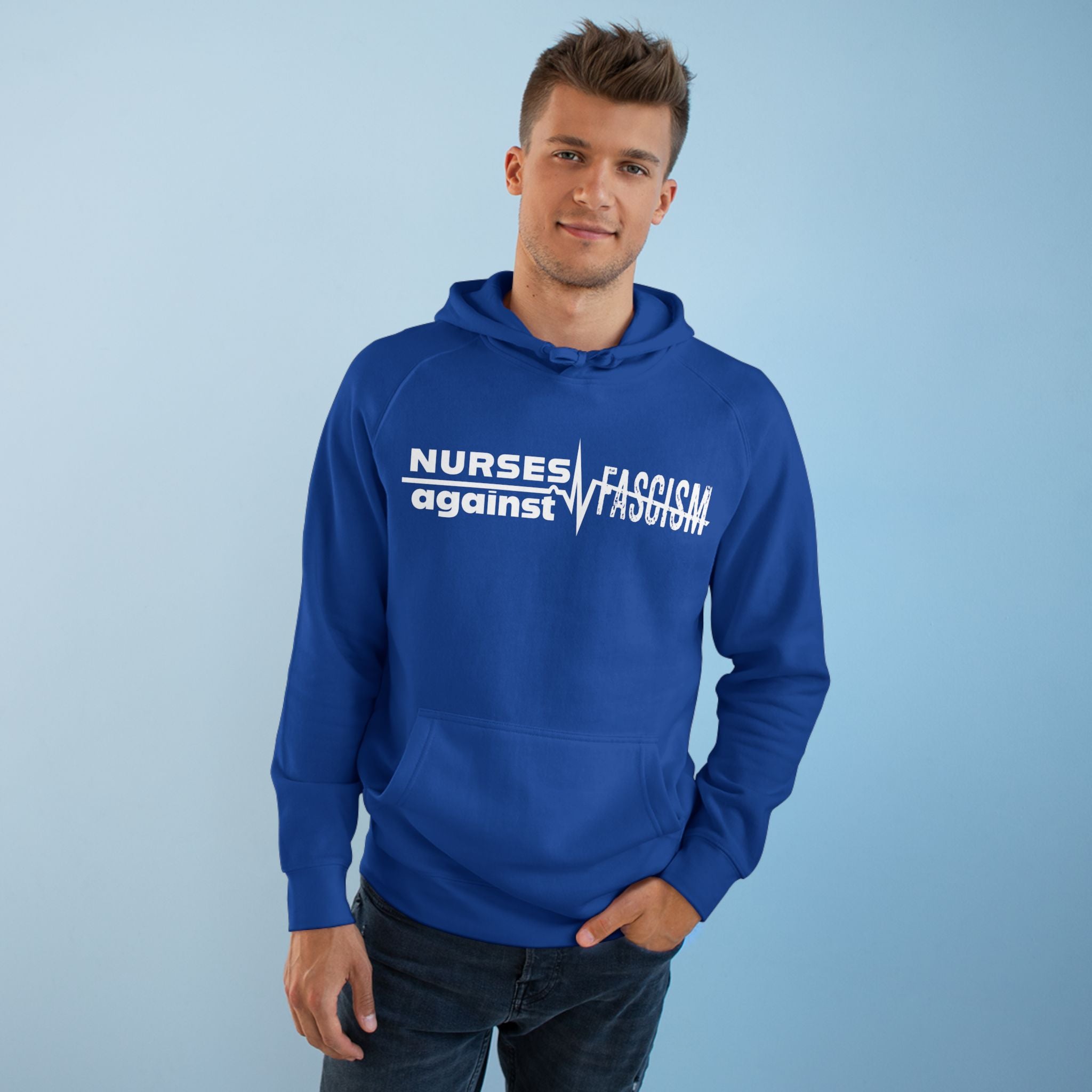 Unisex Mid-weight Hoodie - Nurses Against Fascism (front) - Nurses Against Cruelty (back) - 80% cotton, 20% polyester - NAF-H-AC5101