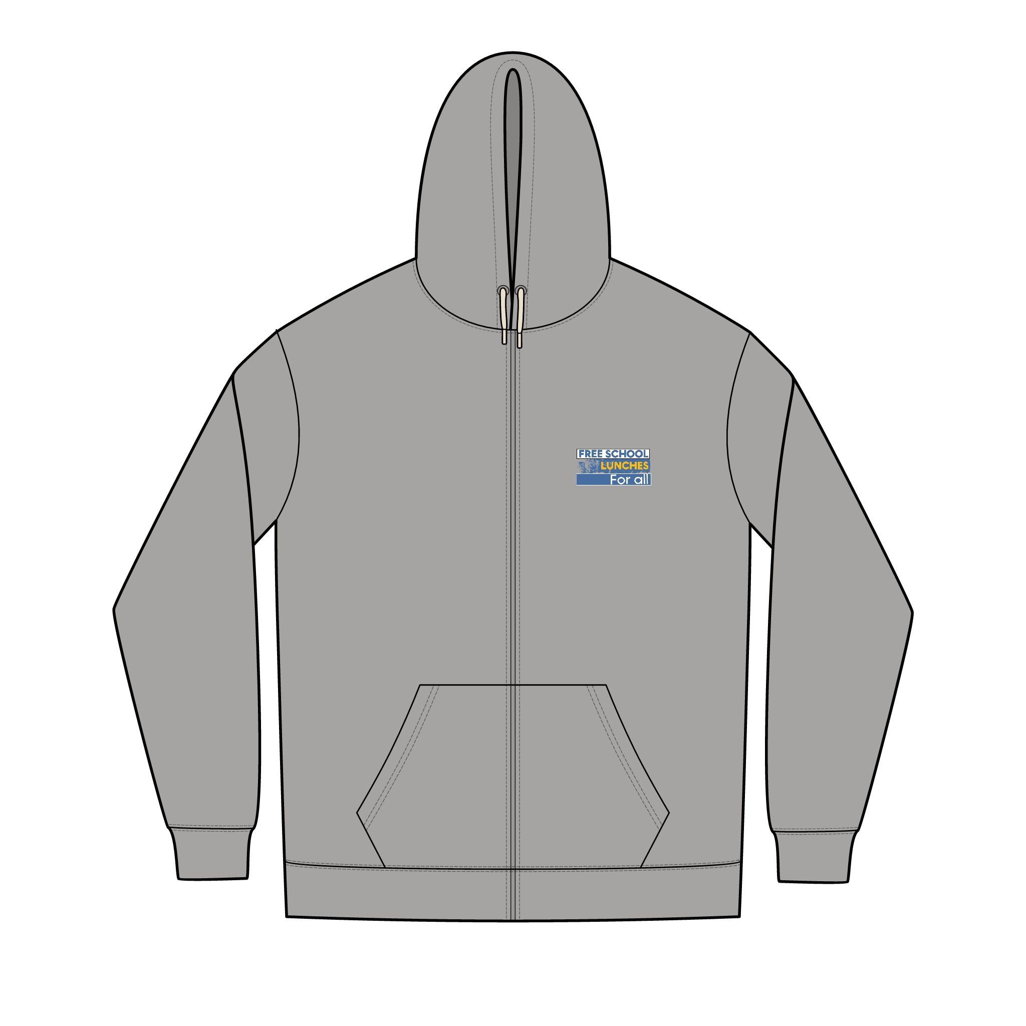 Men's Medium-heavy fabric Full-Zip Hoodie - Free School Lunches For All (front) - Nurses Against The Rich Starving The Poor (back) - 60% recycled cotton, 40% recycled polyester - NAH-Z-DT8102