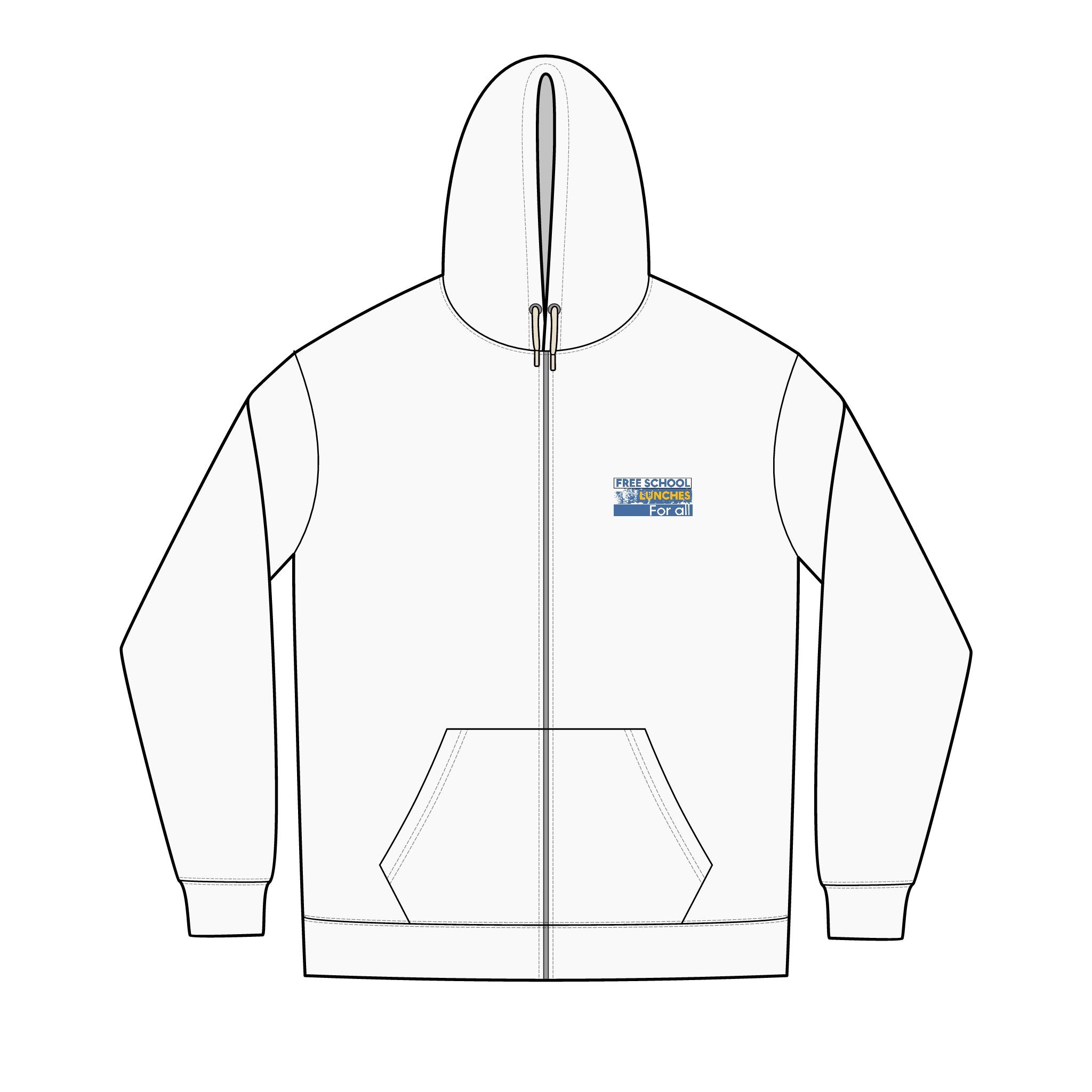 Men's Medium-heavy fabric Full-Zip Hoodie - Free School Lunches For All (front) - Nurses Against The Rich Starving The Poor (back) - 60% recycled cotton, 40% recycled polyester - NAH-Z-DT8102