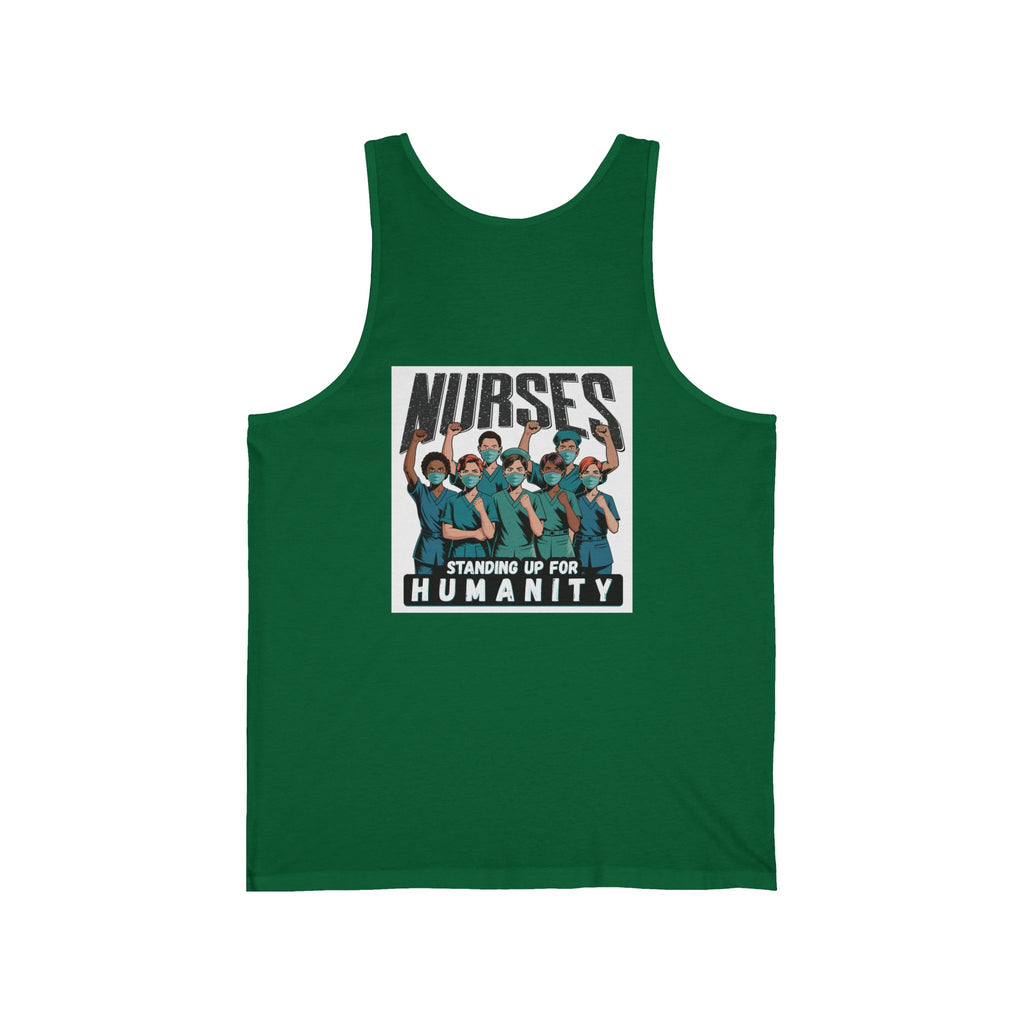 Unisex Light fabric Jersey Tank - Nurses For Healing The Nation (front) - Nurses Standing Up For Humanity (back) - 100% Airlume combed and ring-spun cotton - NFH-K-BC3480