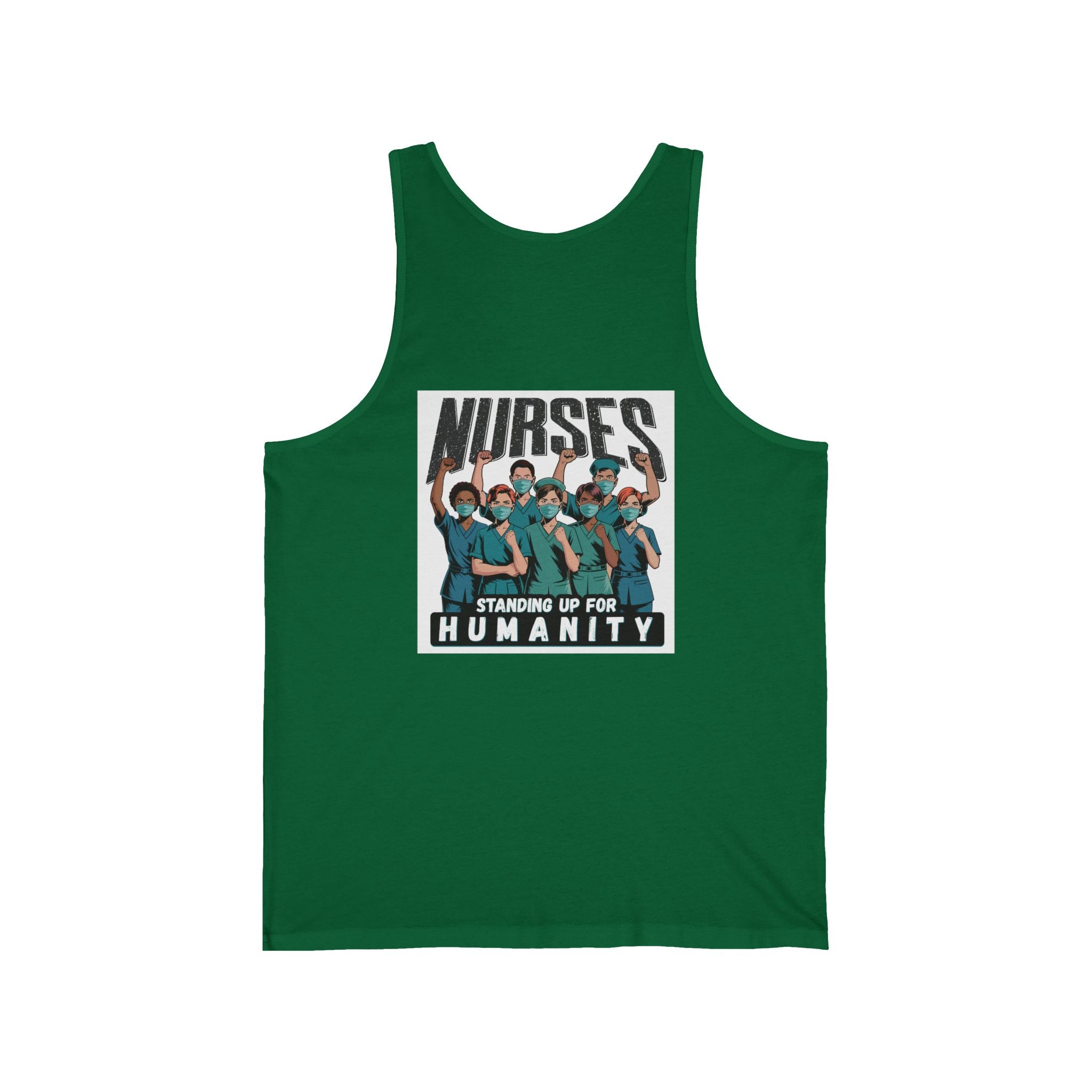 Unisex Light fabric Jersey Tank - Nurses For Healing The Nation (front) - Nurses Standing Up For Humanity (back) - 100% Airlume combed and ring-spun cotton - NFH-K-BC3480