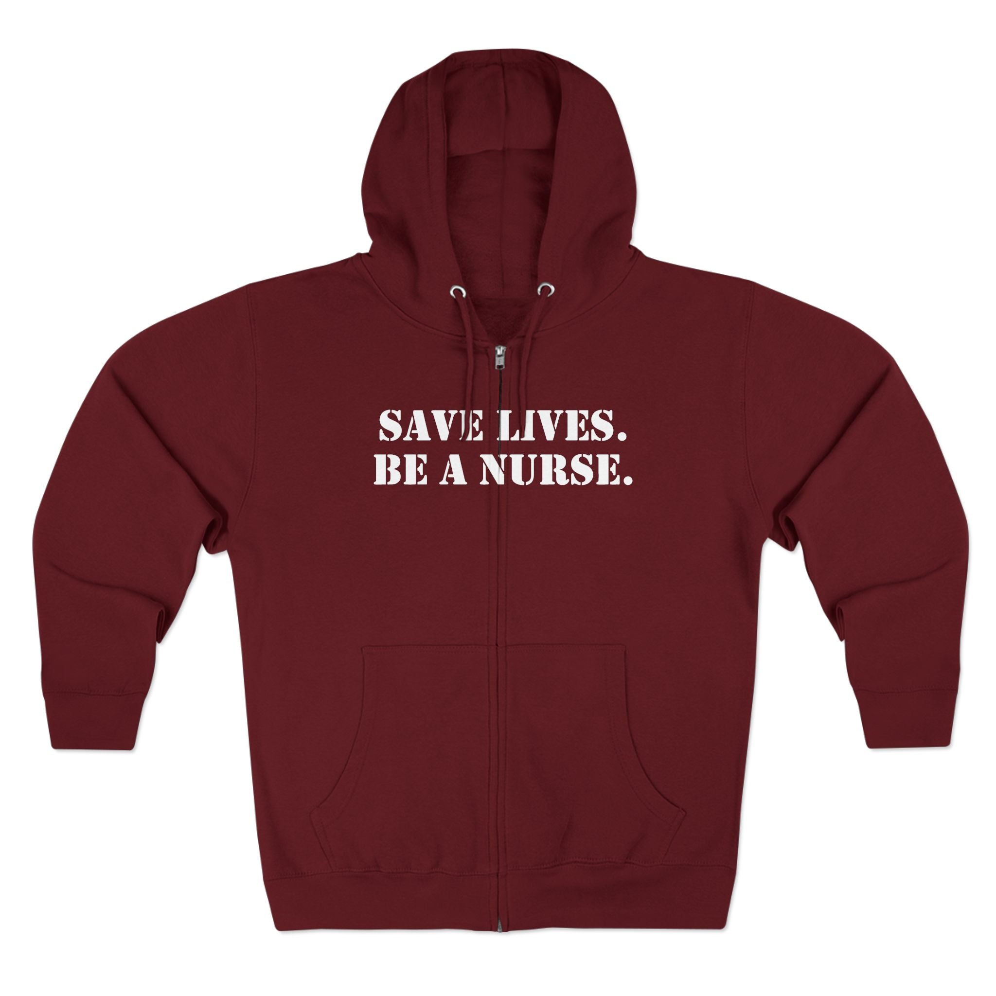 Men's District® Medium-heavy fabric Full-Zip Hoodie - Save Lives Be A Nurse (front) - Not Your Mom (back) - 60% recycled cotton, 40% recycled polyester -Lane Seven LS14003