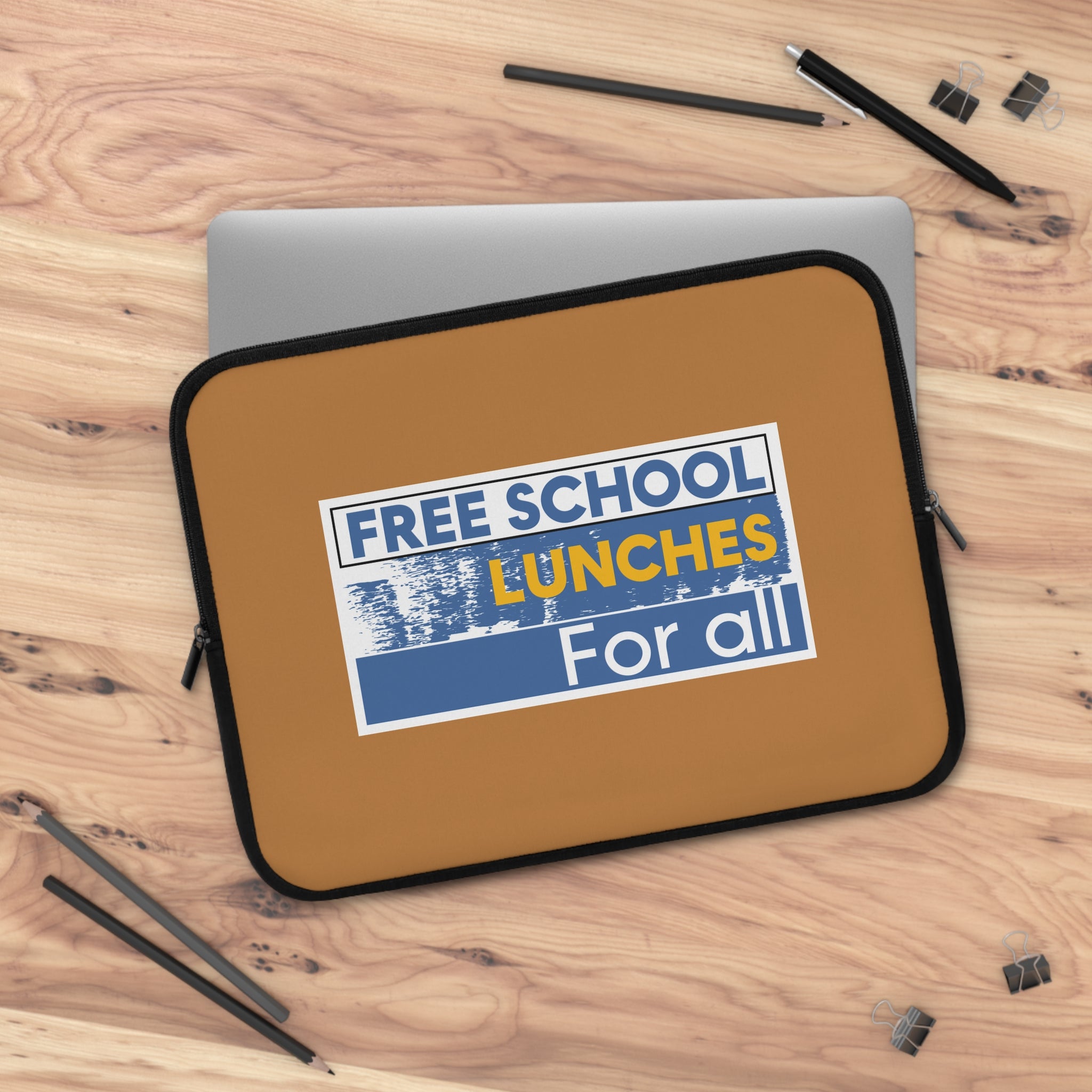 Laptop Sleeve - Free School Lunches For All (front) - Smooth neoprene - NAH-LS-01