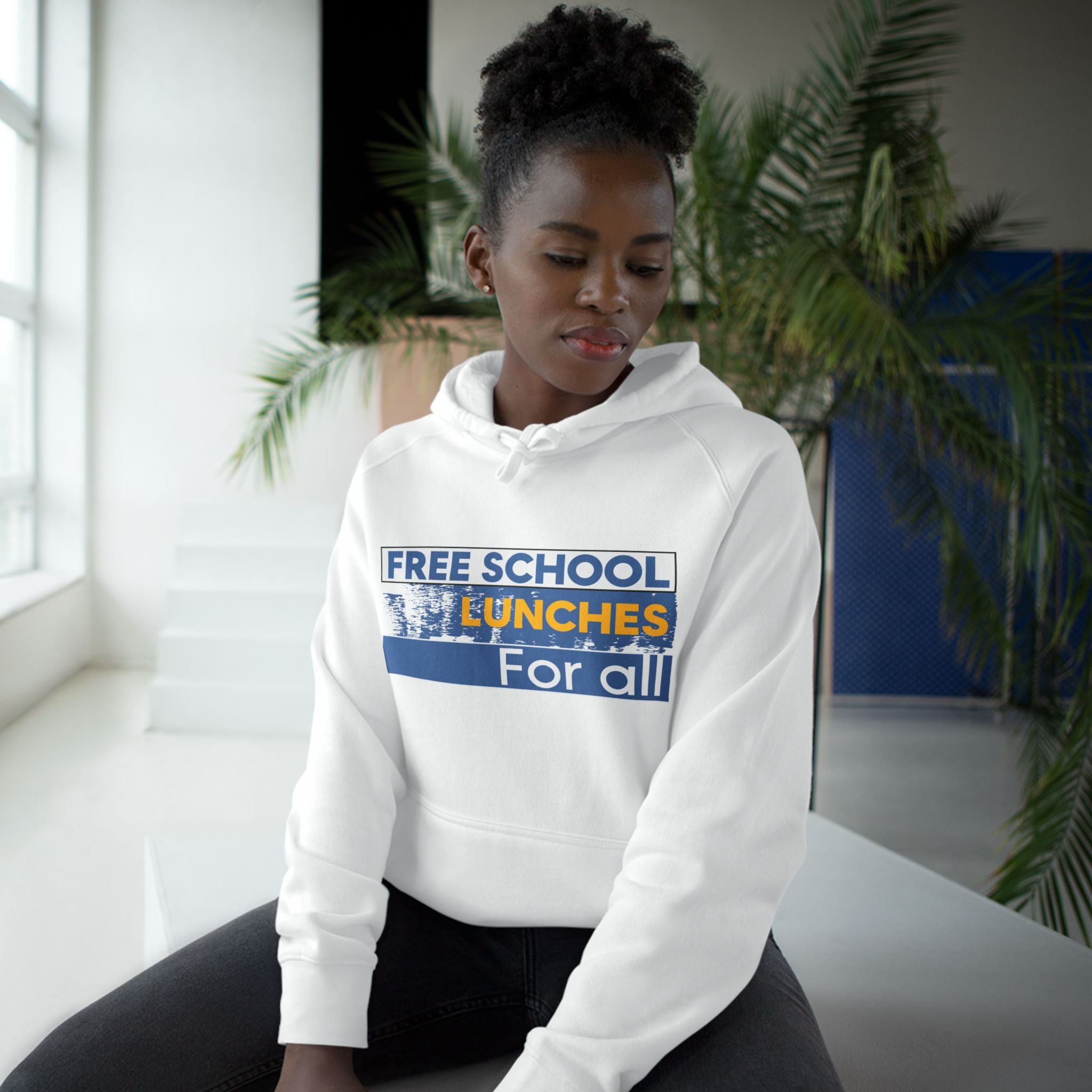 Unisex Mid-weight Hoodie - Free School Lunches For All (front) - Nurses Against The Rich Starving The Poor (back) - 80% cotton, 20% Polyester - NAH-H-AC5101