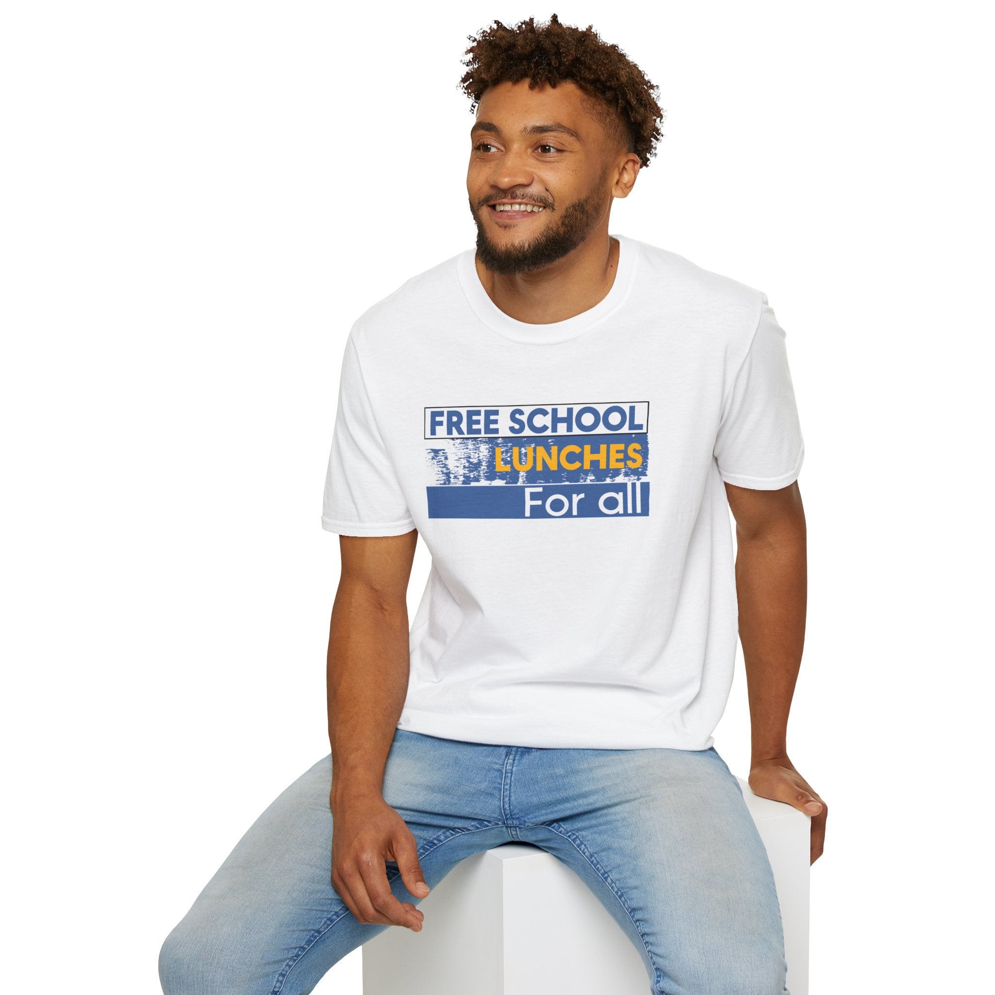 Unisex Lightweight fabric T-Shirt - Free School Lunches For All (front) - Nurses Against The Rich Starving The Poor (back) - 100% ring-spun cotton - NAH-T-G64000