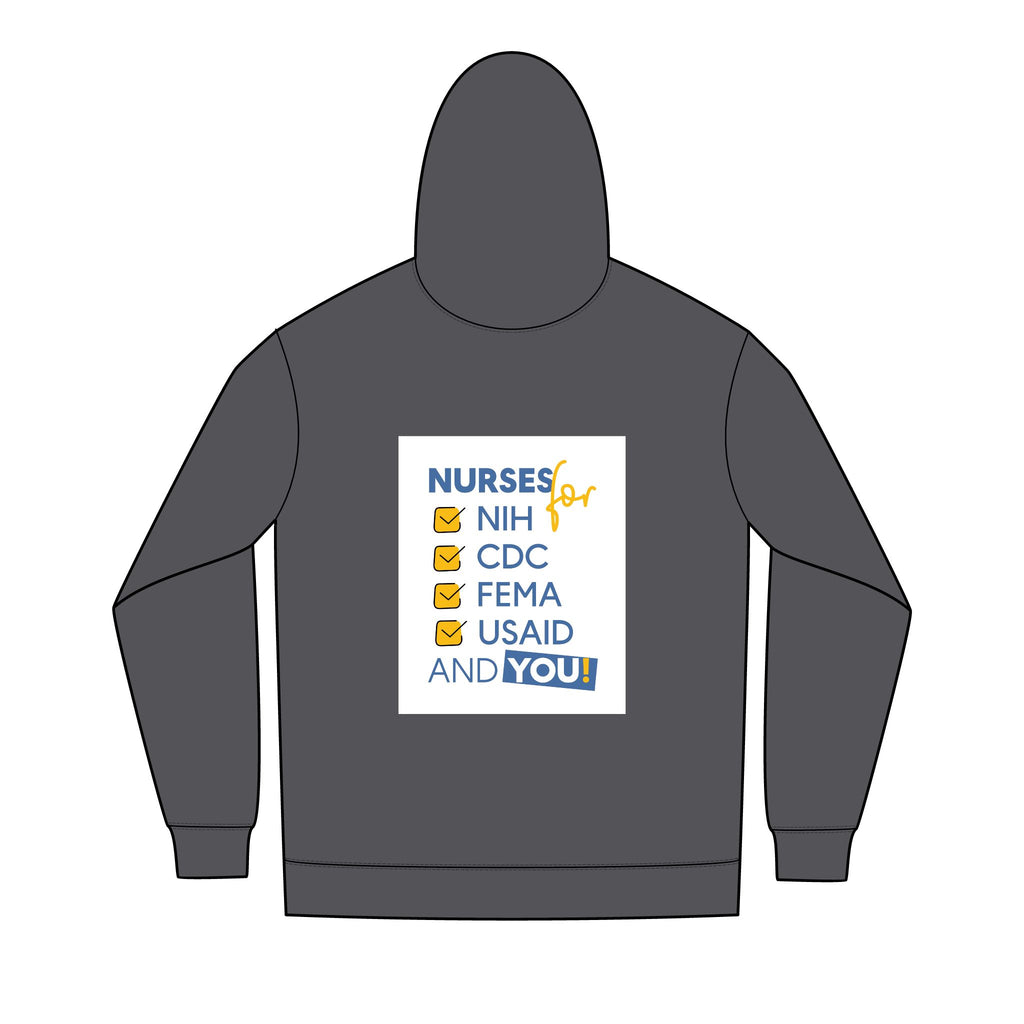Men's Medium-heavy fabric Full-Zip Hoodie - Nurses Condemning Closure of USAID (front) - Nurses For NIH, CDC, FEMA, USAID And YOU (back) - Medium-heavy fabric - NFG-Z-DT8102