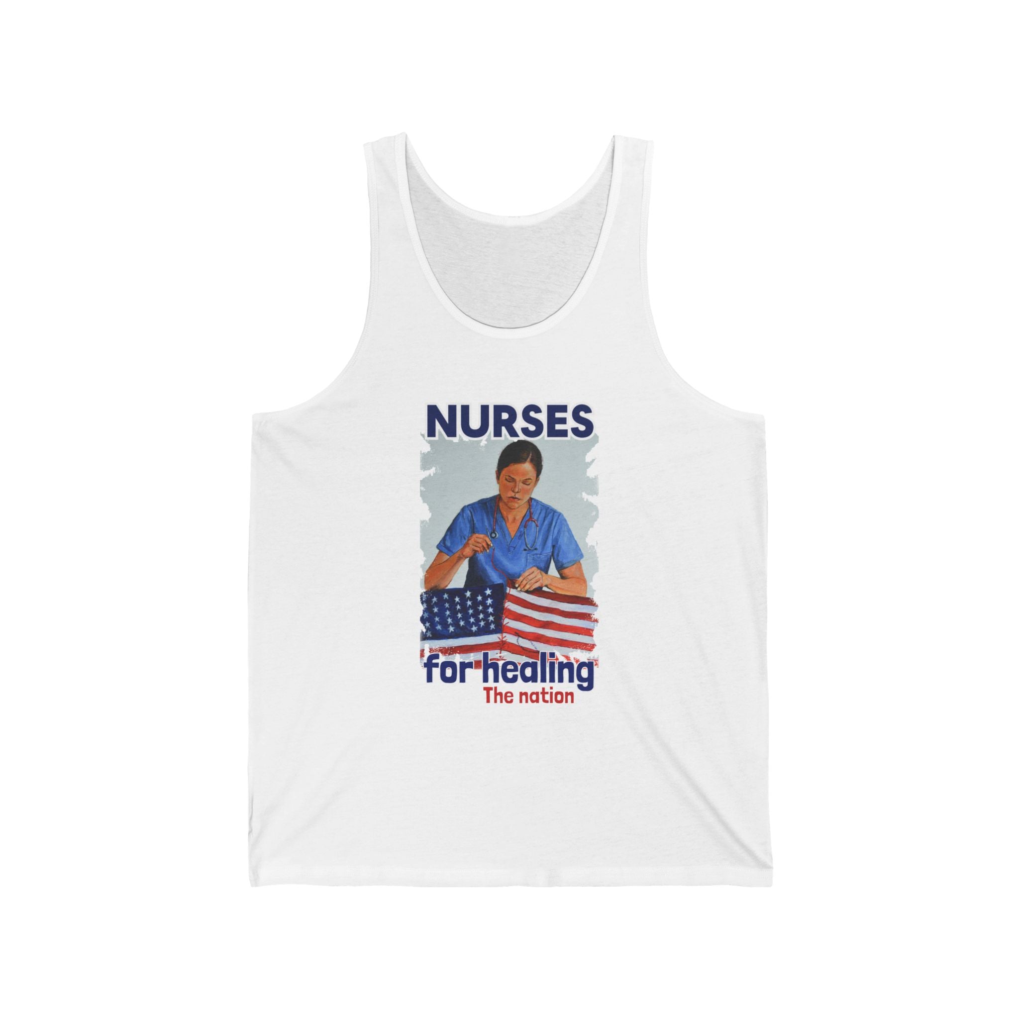 Unisex Light fabric Jersey Tank - Nurses For Healing The Nation (front) - Nurses Standing Up For Humanity (back) - 100% Airlume combed and ring-spun cotton - NFH-K-BC3480