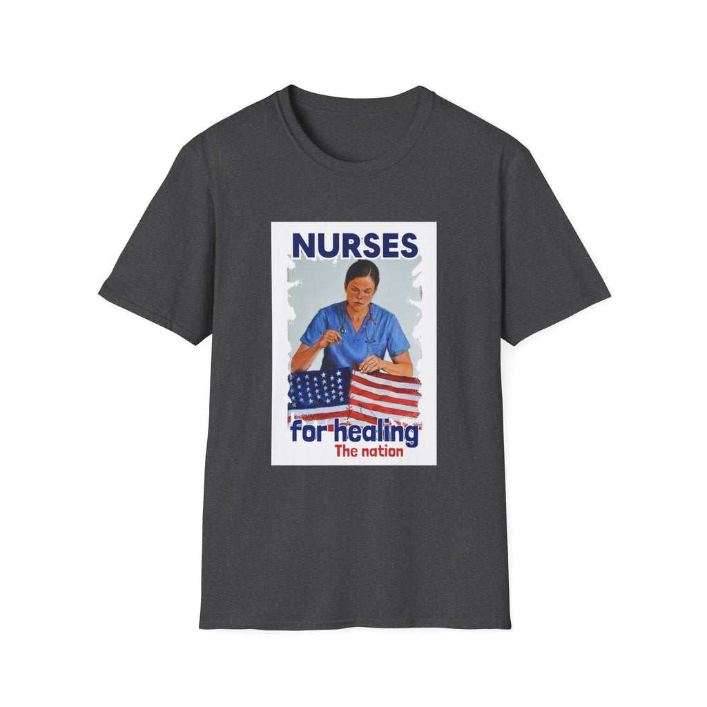Unisex Lightweight fabric T-Shirt - Nurses For Healing The Nation (front) - Nurses Standing Up For Humanity (back) - 100% ring-spun cotton - NFH-T-G64000