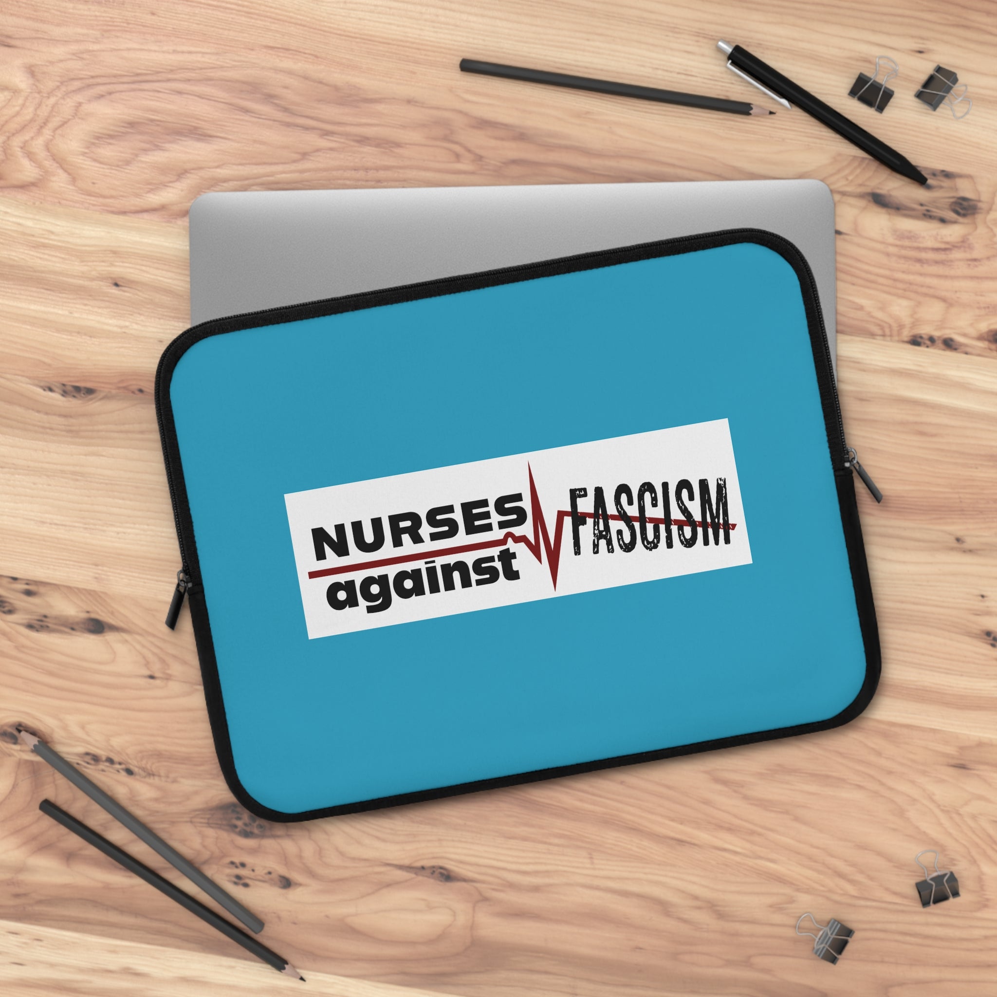Laptop Sleeve - Nurses Against Fascism (front) - Smooth neoprene - NAF-LS-01