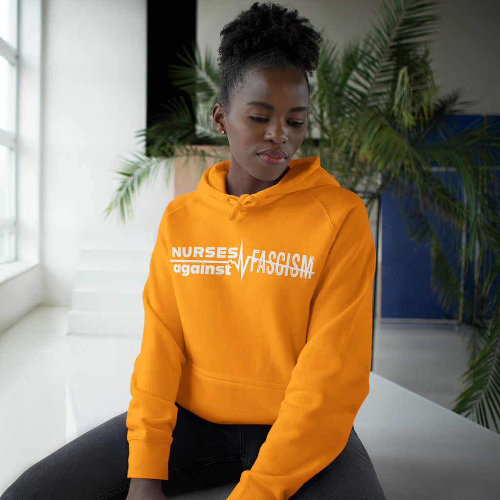 Unisex Mid-weight Hoodie - Nurses Against Fascism (front) - Nurses Against Cruelty (back) - 80% cotton, 20% polyester - NAF-H-AC5101