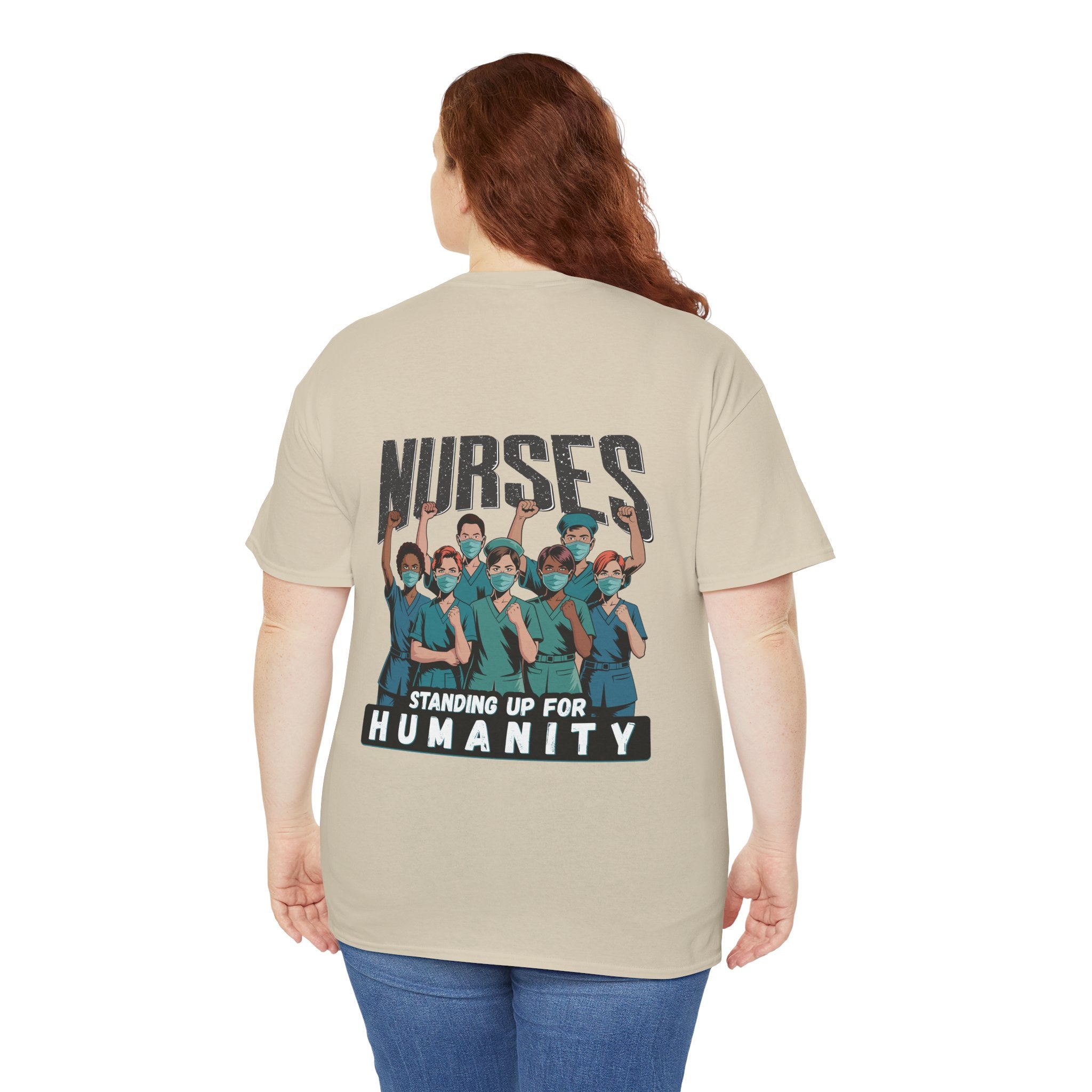 Unisex Medium fabric Cotton Tee - Nurses For Healing The Nation (front) - Nurses Standing Up For Humanity (back) - 100% cotton - NFH-T-G5000